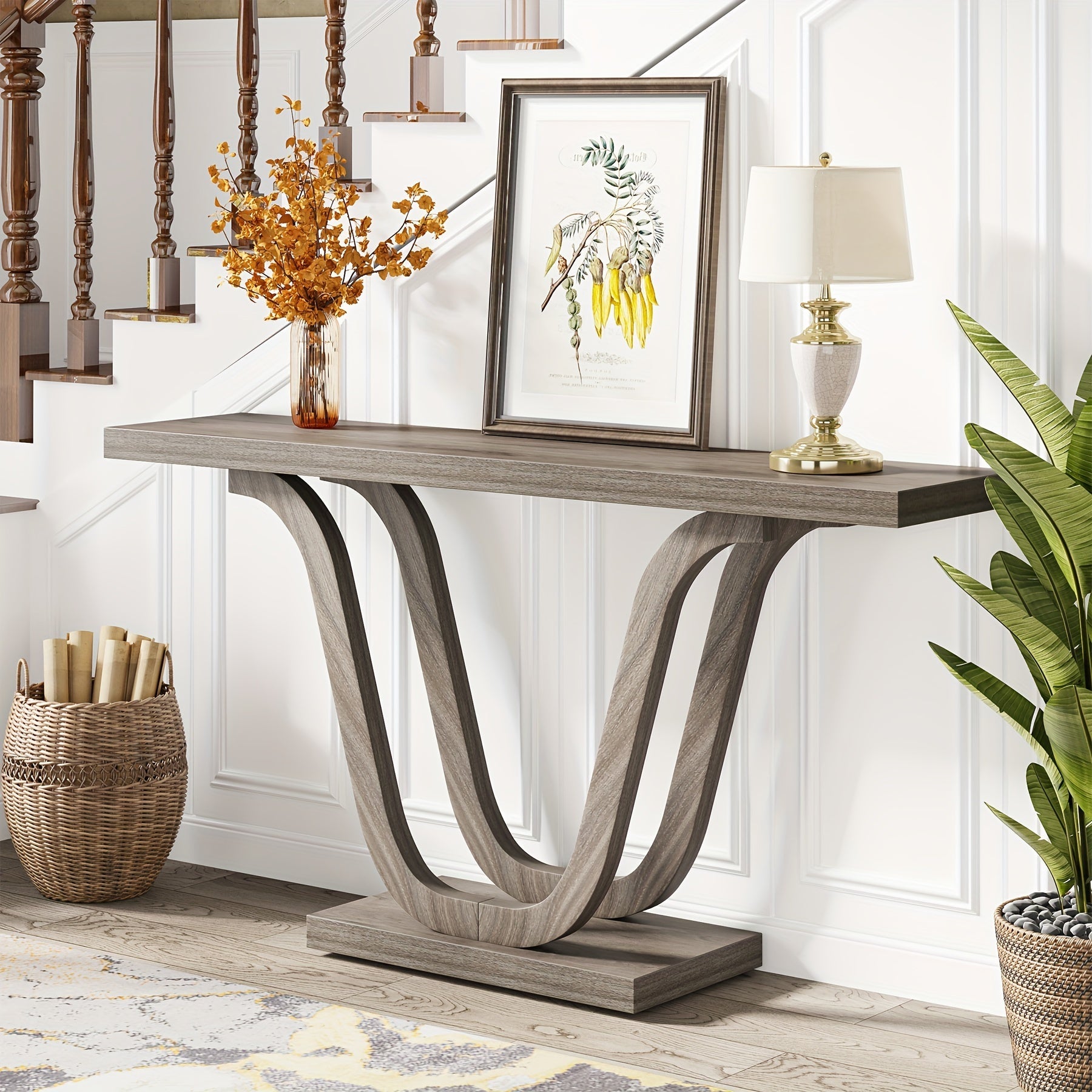 Farmhouse Console Table, 55" Sofa Table Entryway Table, Narrow Hallway Tables Foyer Tables For Entryway