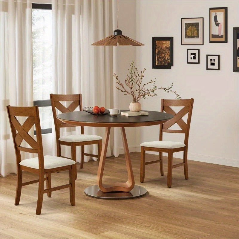 2pcs Upholstered Dining Chairs Set Side Chairs for Dining Table Kitchen Restaurant Brown - Brown - Dining Chairs