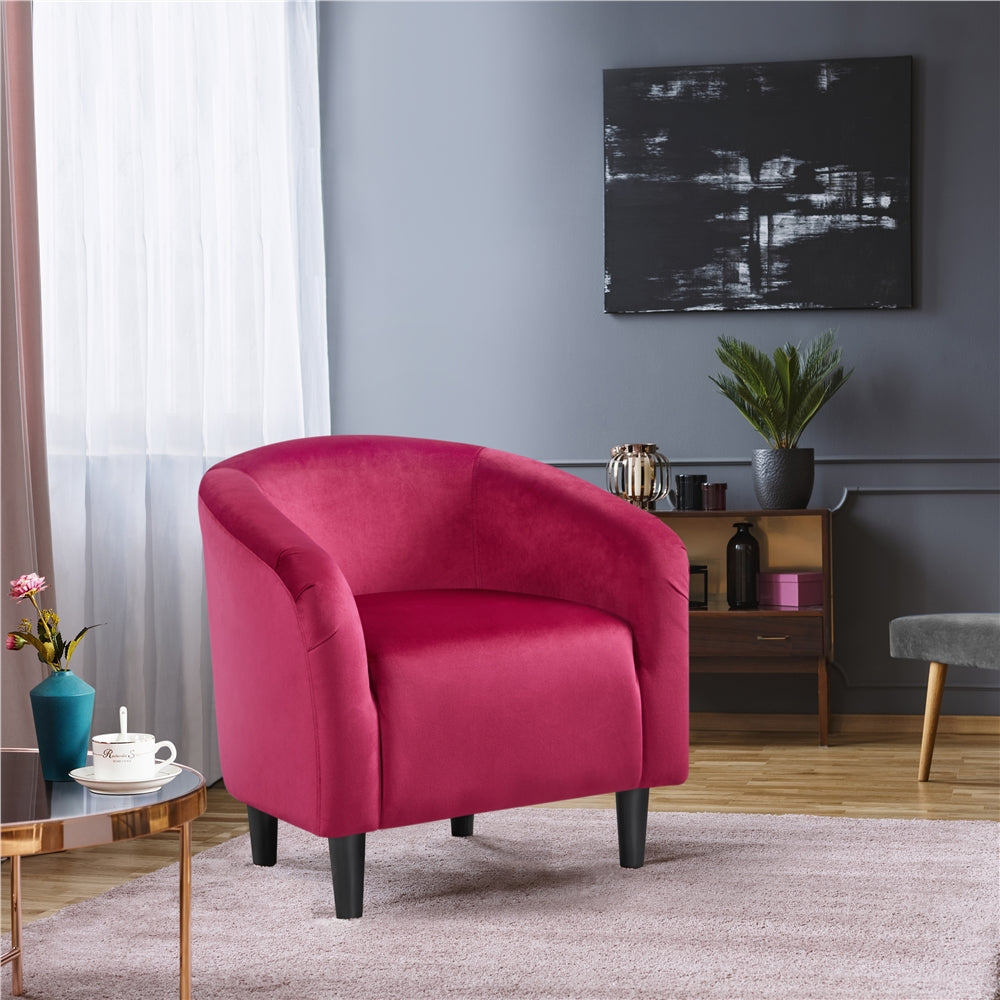 Velvet Club Chair Accent Arm Chair Upholstered Barrel Chair Black/Navy Blue/Gray/Pagoda Blue/Rose Red/Pink/Yellow