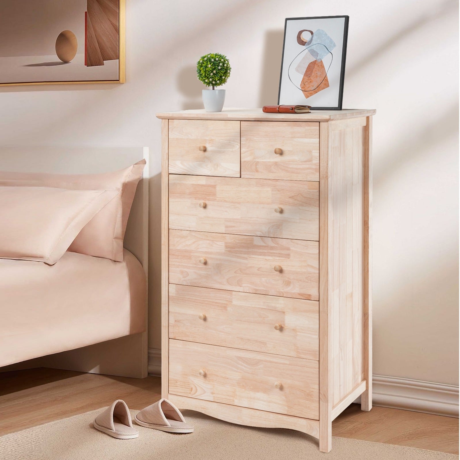 3/6 Drawer Dresser Natural Solid Wood Dresser Color DIY Upgraged Rustic Farmhouse Tall Dresser with Spacious Storage