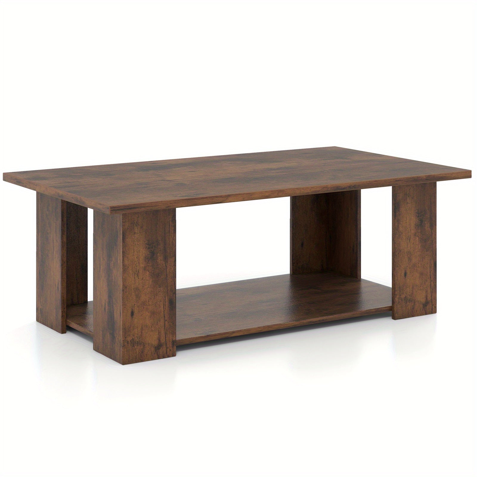 Modern 2-Tier Coffee Table with Storage Shelf - Sturdy Engineered Wood, Easy Assembly, Perfect for Living Room Decor