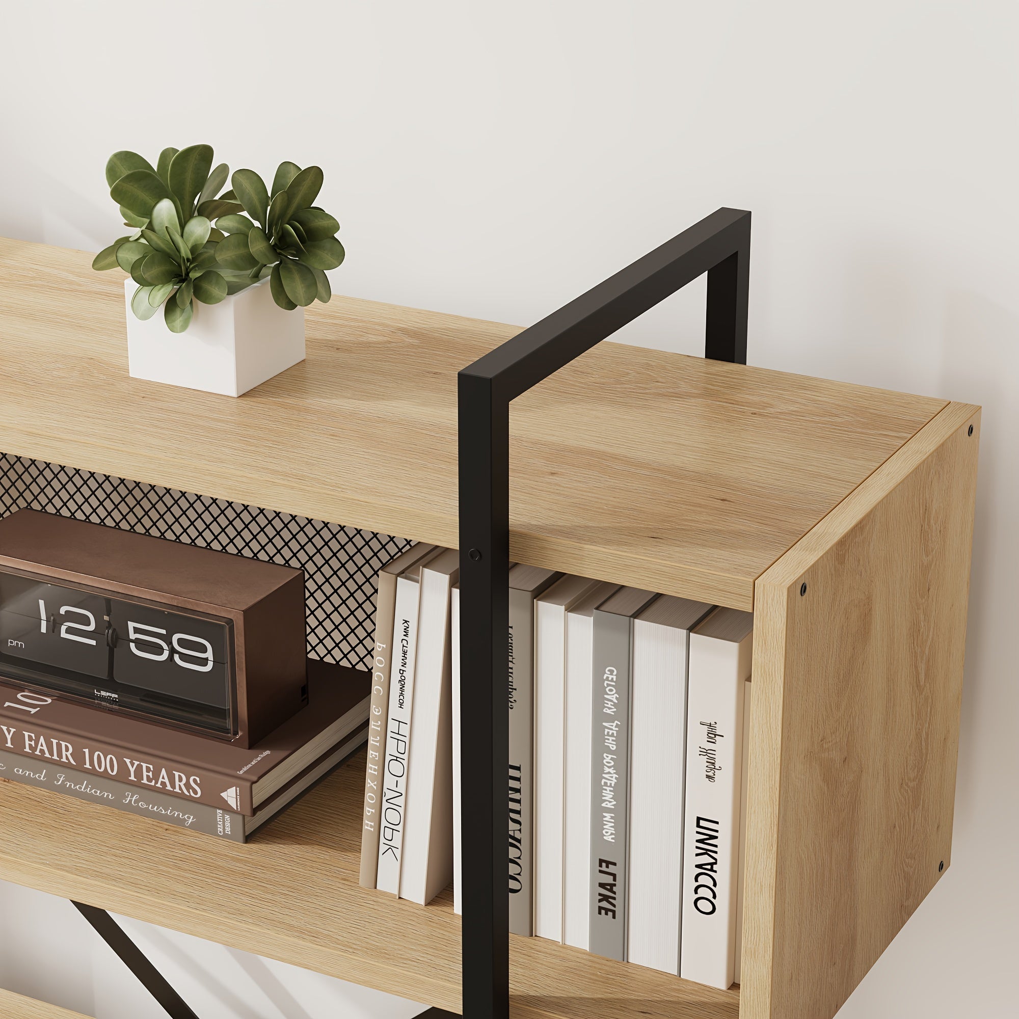 6 Tier Bookshelf with Storage 180cm Tall Industrial Book Shelf with Open Display Bookshelves 6 Shelf Bookcase
