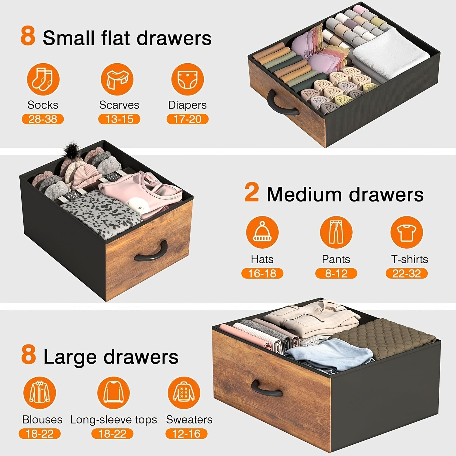 Dresser For Bedroom With 18 Fabric Drawers Tall Storage Dresser Chest Of Drawers For Closet Nursery Bedside Living Room