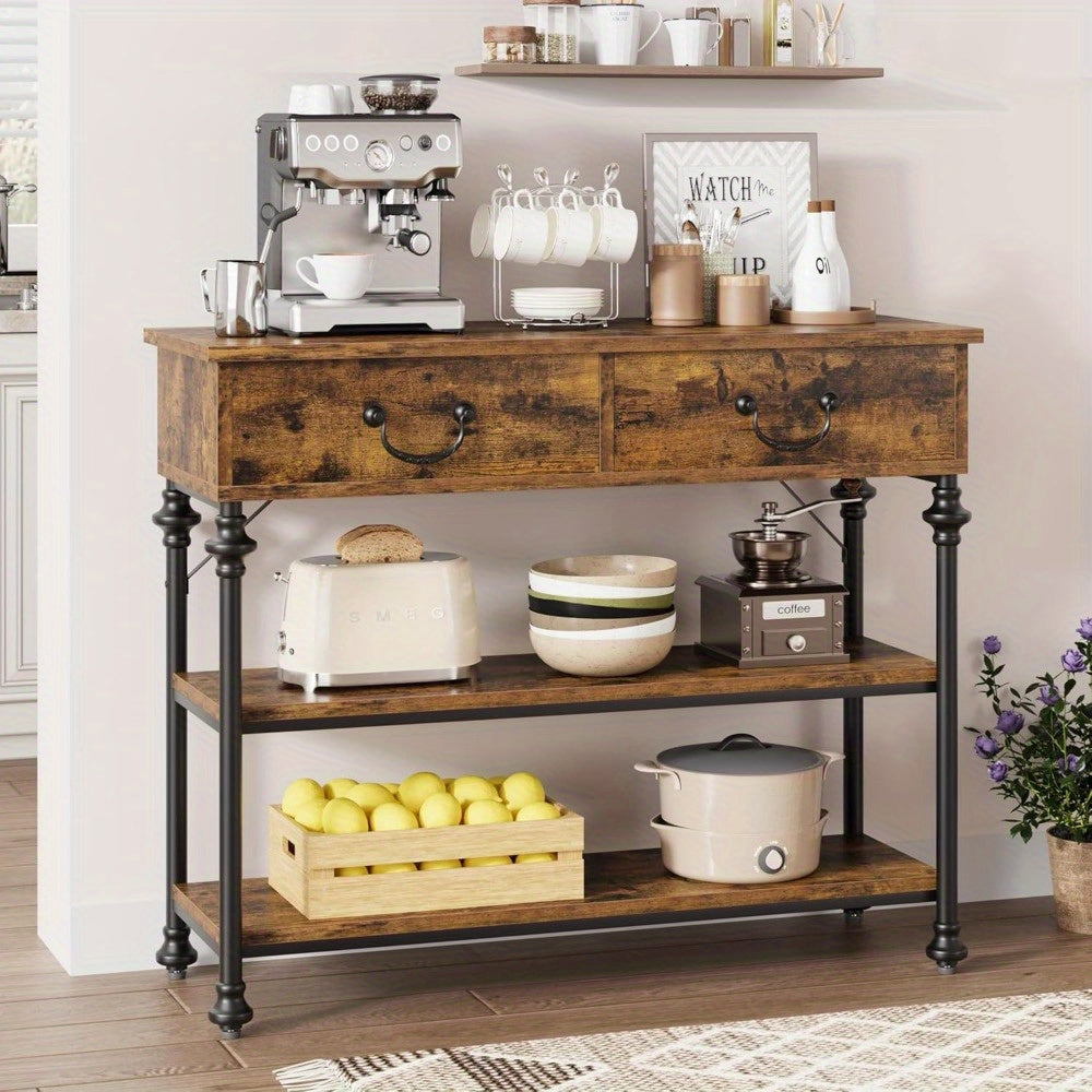 Small Entryway Table with 2 Drawers, Narrow Console Table with Storage Shelves for Living Room, Console Tables for Entryway, Hallway Table, Sofa Table