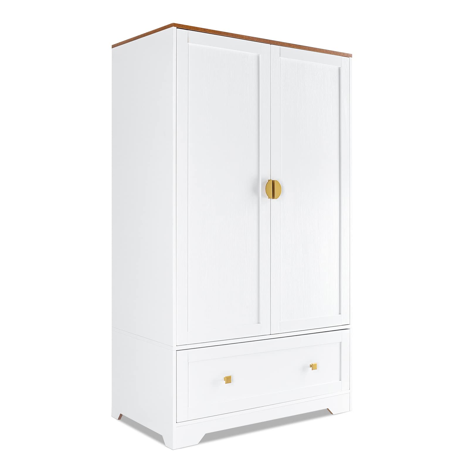 Wide Armoire Wardrobe Closet with Shelves, Hanging Rod and Drawers, Freestanding Closet Wardrobe Cabinet, Armoires and Wardrobes with Doors for Bedroom, Dorm