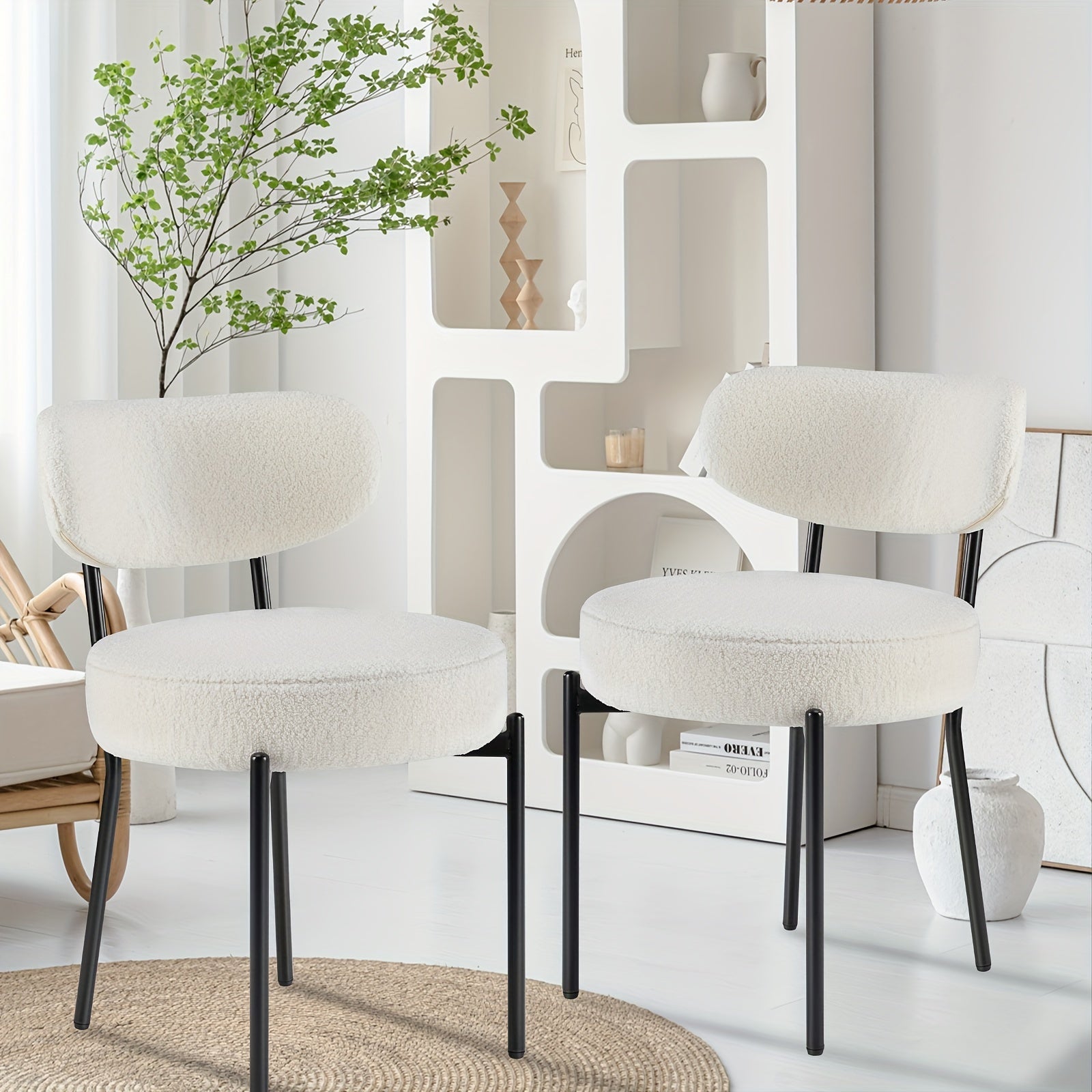 Dining Chairs, Morden Upholstered Dining Room Chairs With Curved Backrest Round Kitchen Chairs With Metal Legs