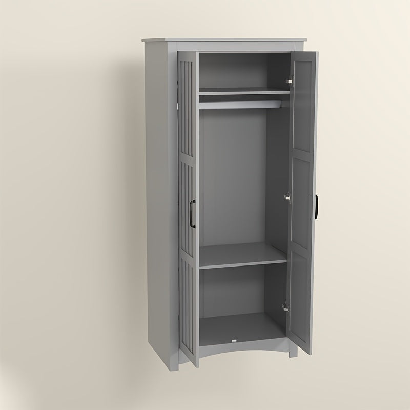 Wardrobe Armoire Closet, Bedroom Wardrobe Closet, 2 Door Gray Wardrobe Cabinet