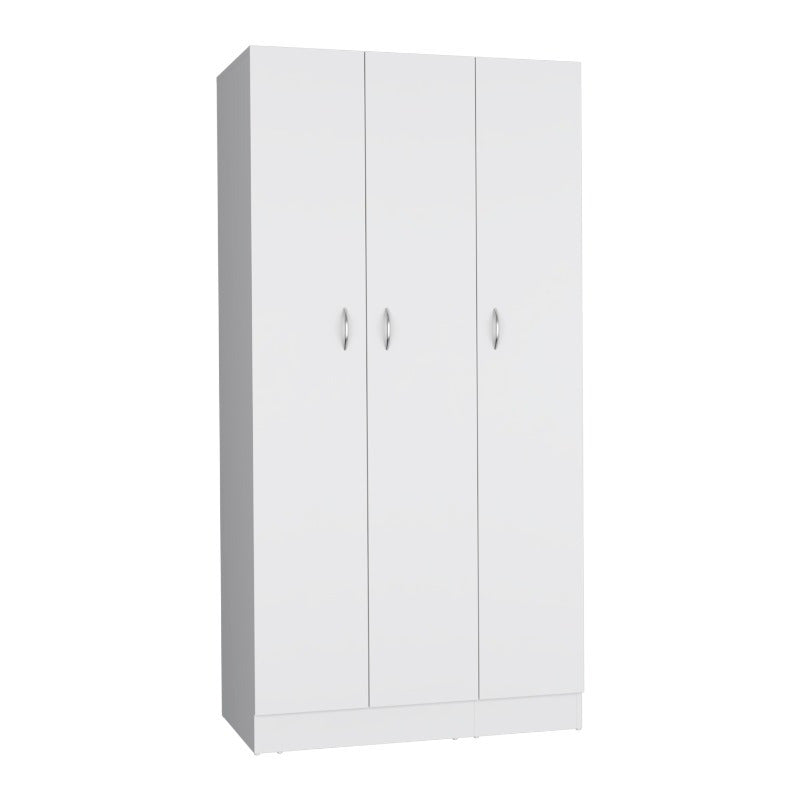 White 71" Tall Wardrobe Armoire with 3 Doors & 2 Drawers - Spacious, Sturdy Metal Construction for Easy Assembly, Versatile Use