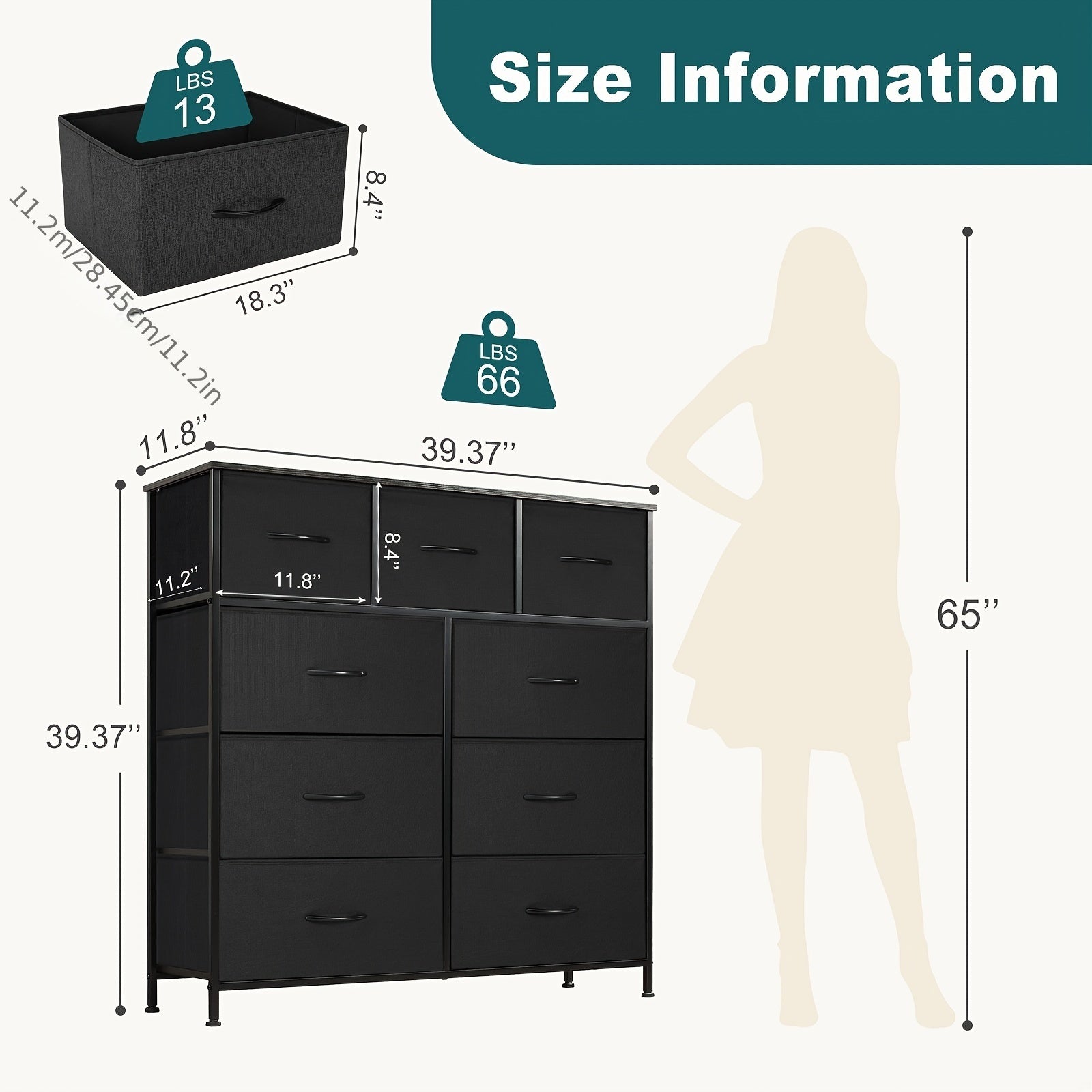 Dresser For Bedroom With 9 Drawers Clothes Drawer Fabric Closet Organizer Dresser With Metal Frame And Wood Tabletop