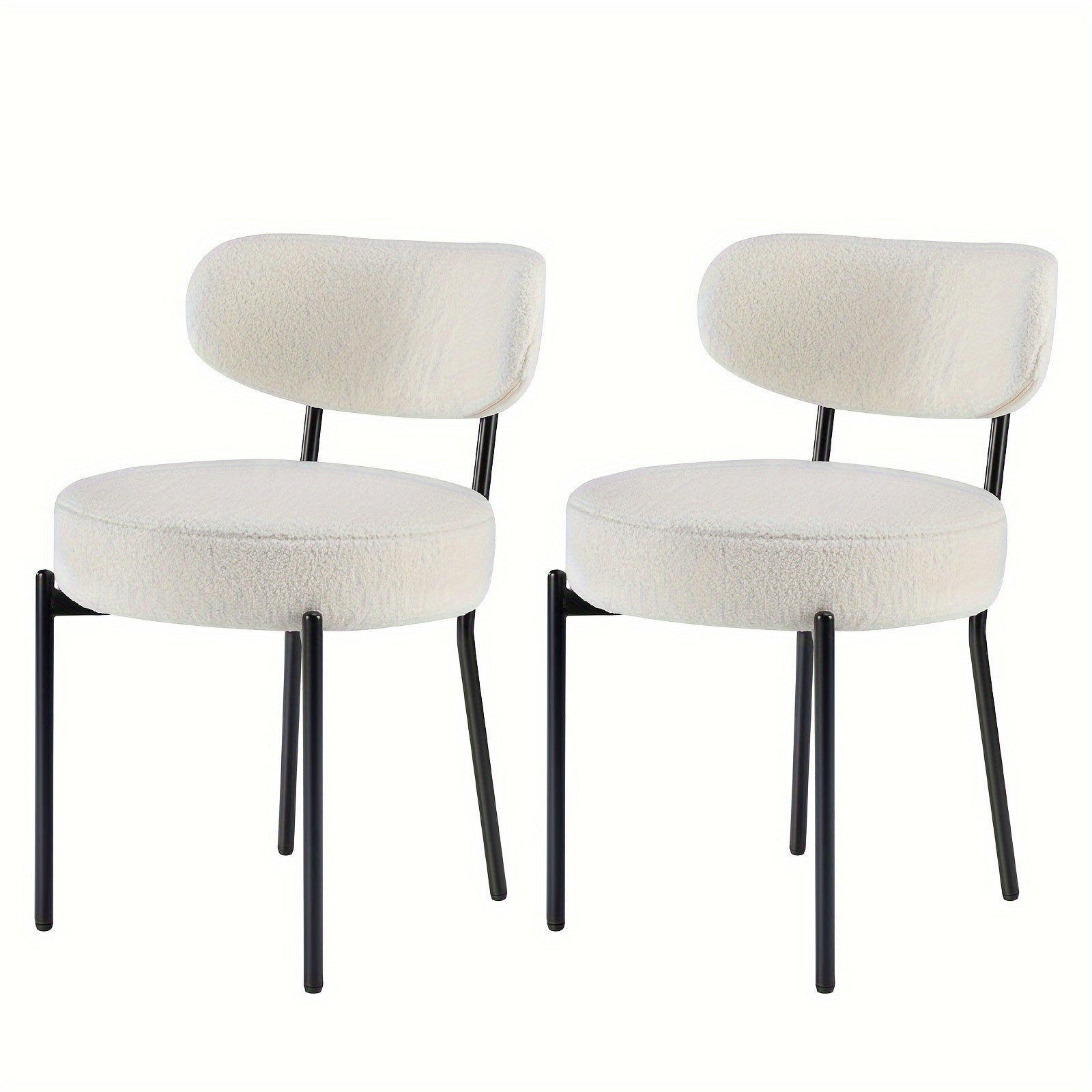 Dining Chairs, Morden Upholstered Dining Room Chairs With Curved Backrest Round Kitchen Chairs With Metal Legs