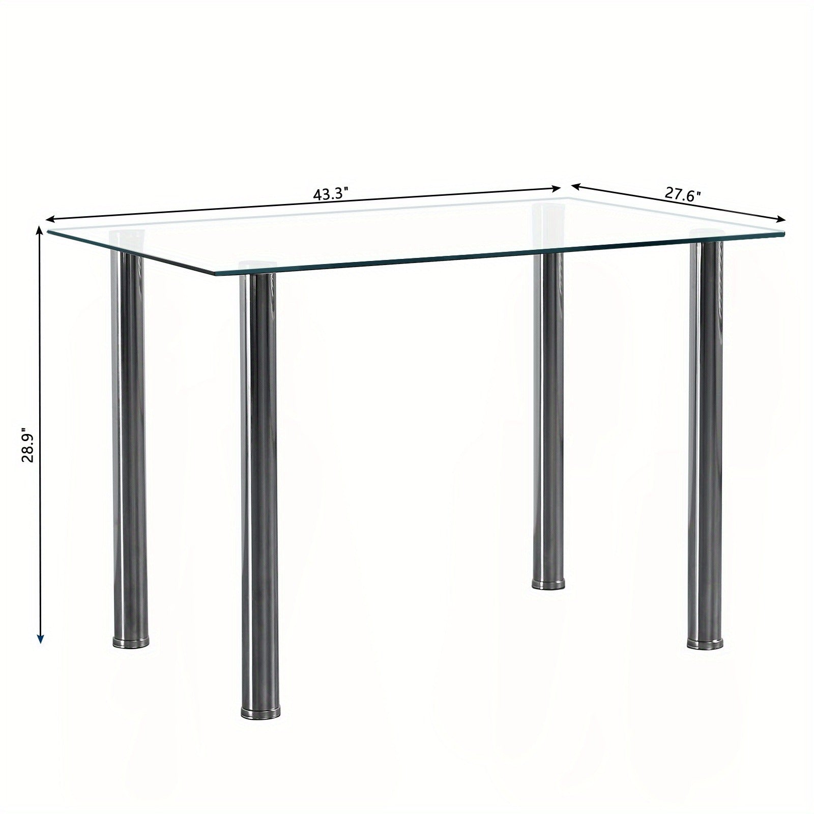 Modern Dining Table Set with 1 Glass Dining Table and 4 Leather Chairs 5pcs Dining Table Set for Kitchen & Breakfast