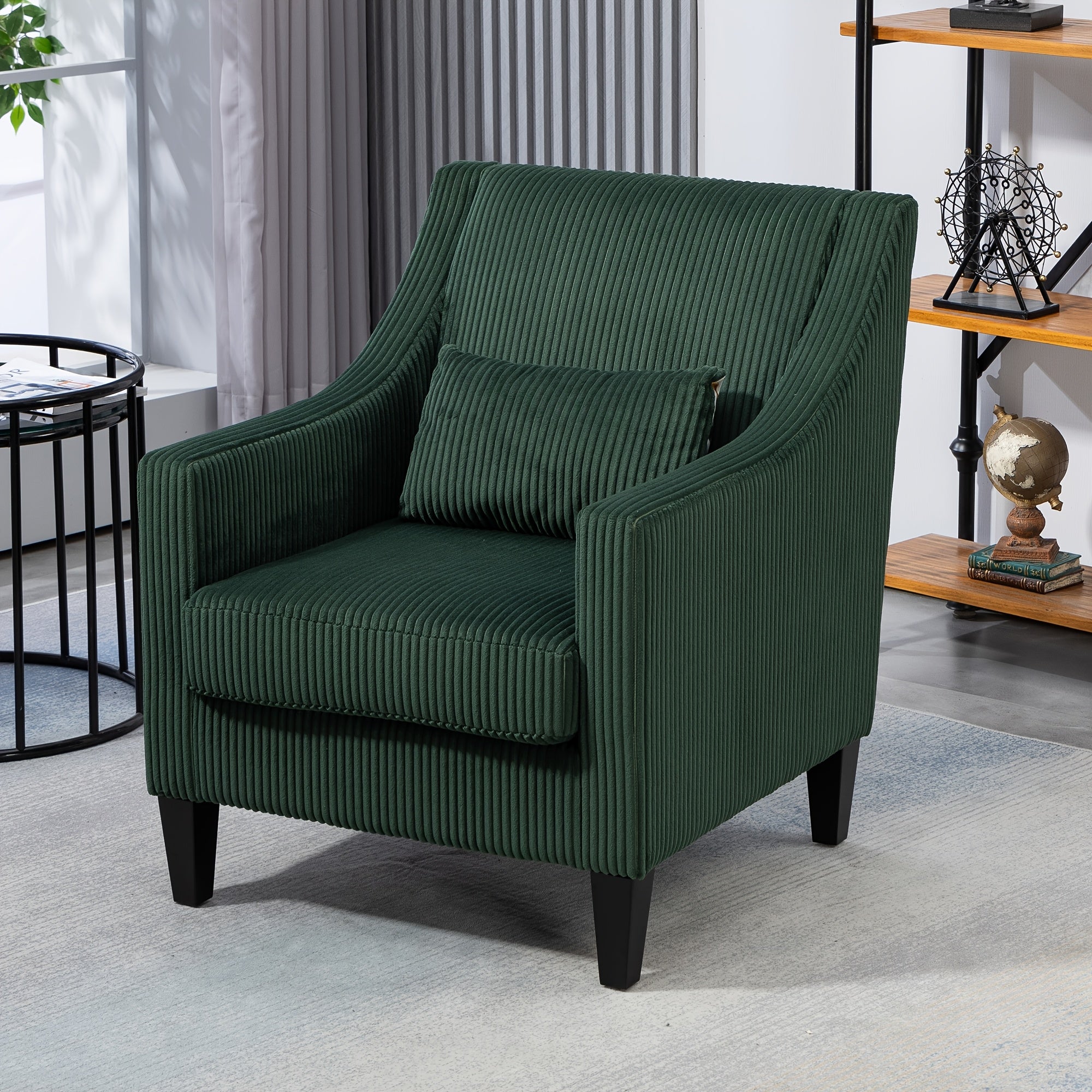 Modern Accent Chair, Upholstered Armchair with Scooped Arms for Bedroom, Apartment, Studio, Office, Waiting Room