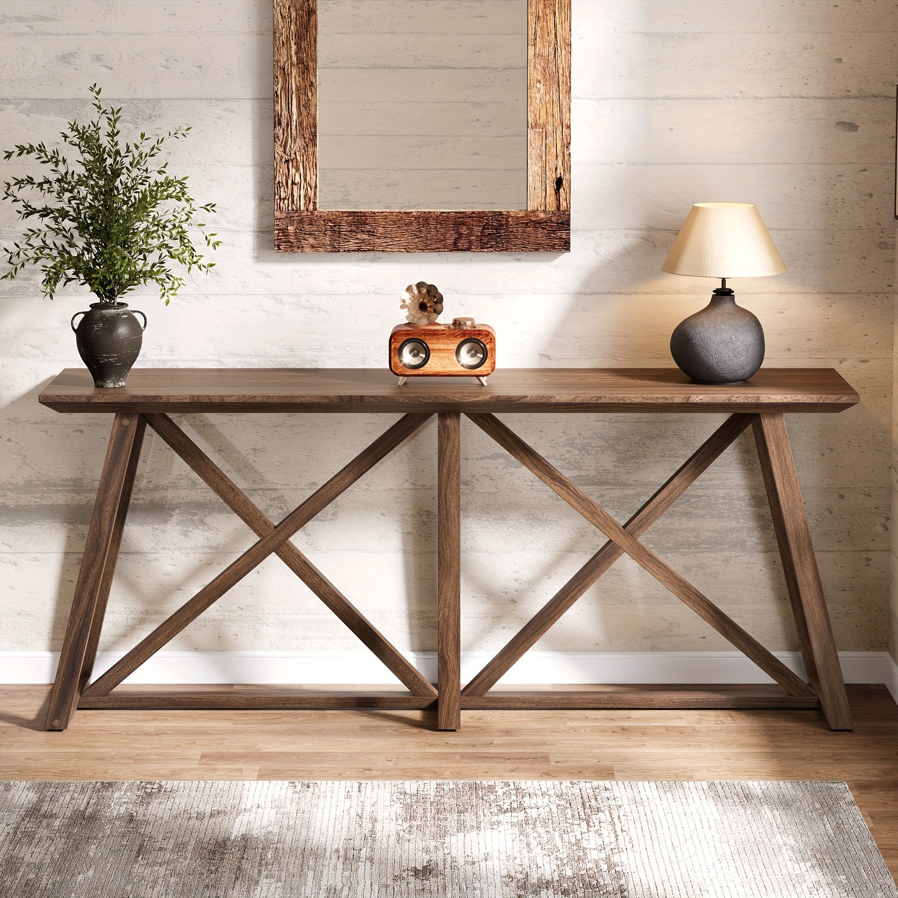 Farmhouse Console Table For Entryway: 70.9-Inch Extra Long Entryway Entry Table, Narrow Wooden Sofa Table Behind Couch For Hallway, Entrance, Foyer, Living Room, Rustic Brown, Halloween Decor, Autumn, Thanksgiving,