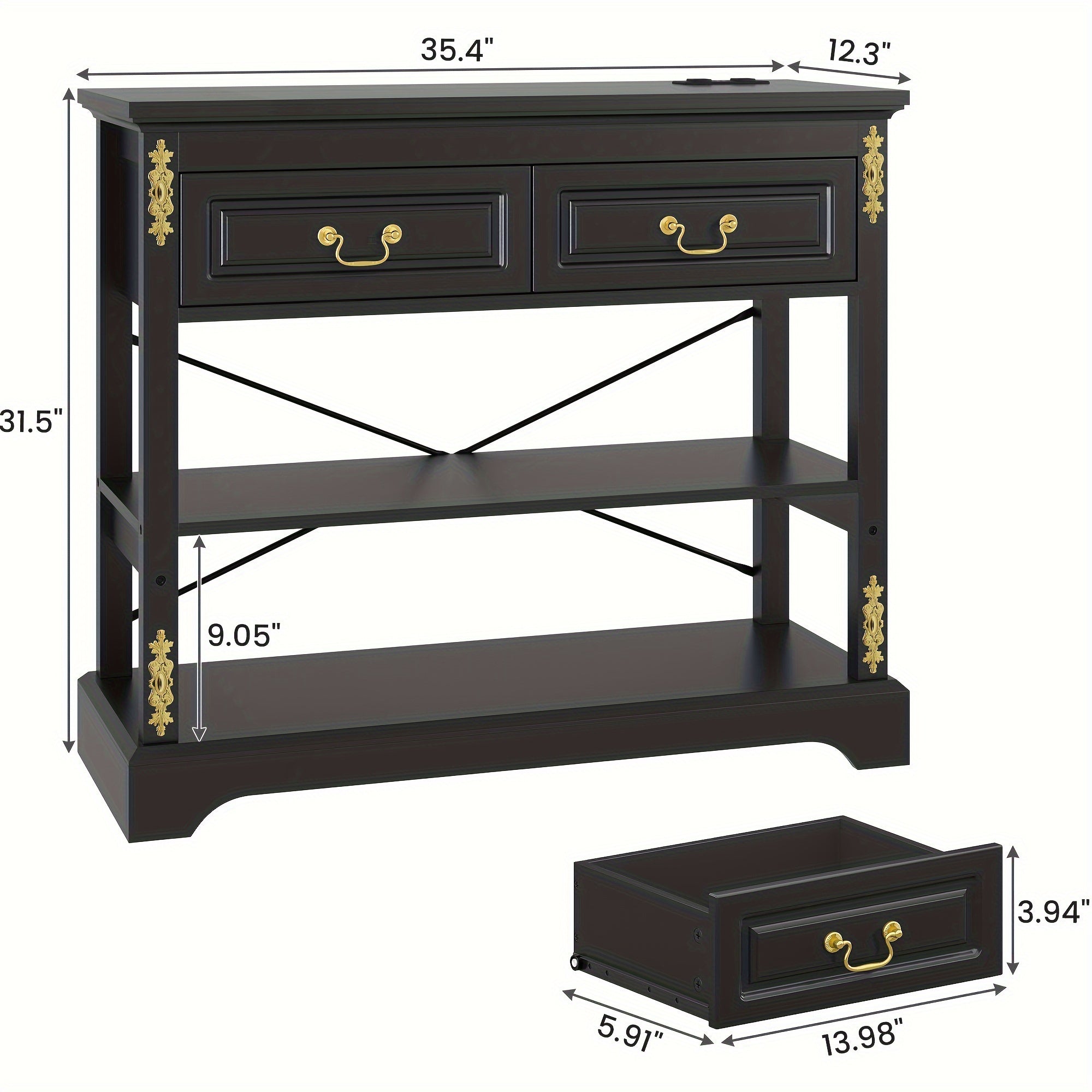 Console Table, Two Drawers With Console Table