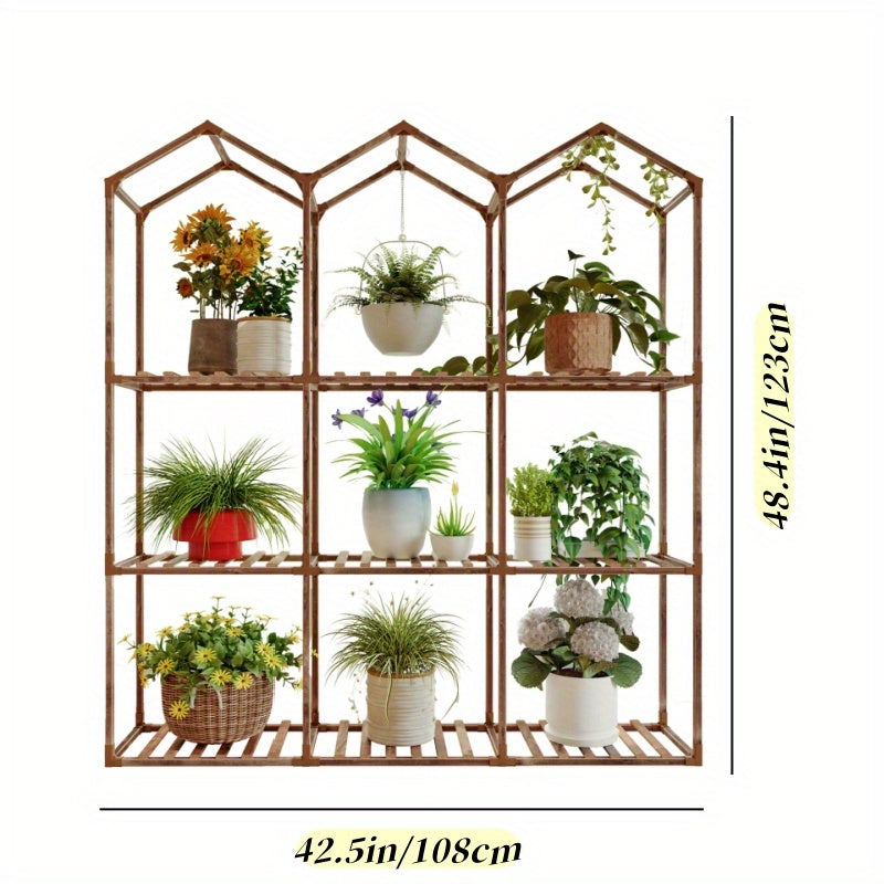 Vintage Castle-Inspired 9-Tier Plant Stand - Versatile Indoor/Outdoor Flower & Ivy Rack with Hammer and Gloves Included