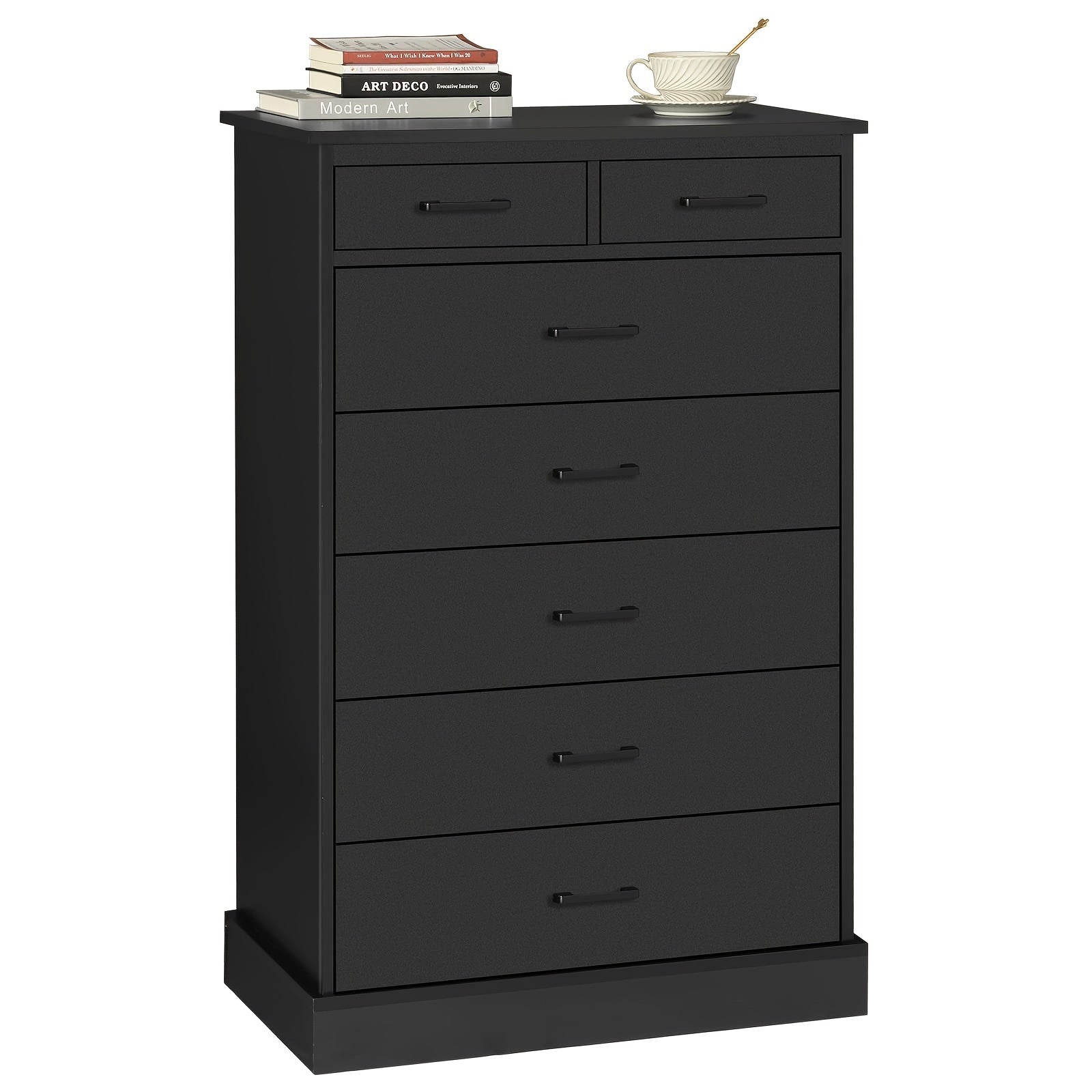 44'' Tall Dresser With 7 Drawers For Bedroom, Storage Tower Clothes Organizer, Large Chest Of Drawers With Sturdy Pedestal, 27.6'' W X 15.8'' D X 44.1'' H (Black/White)