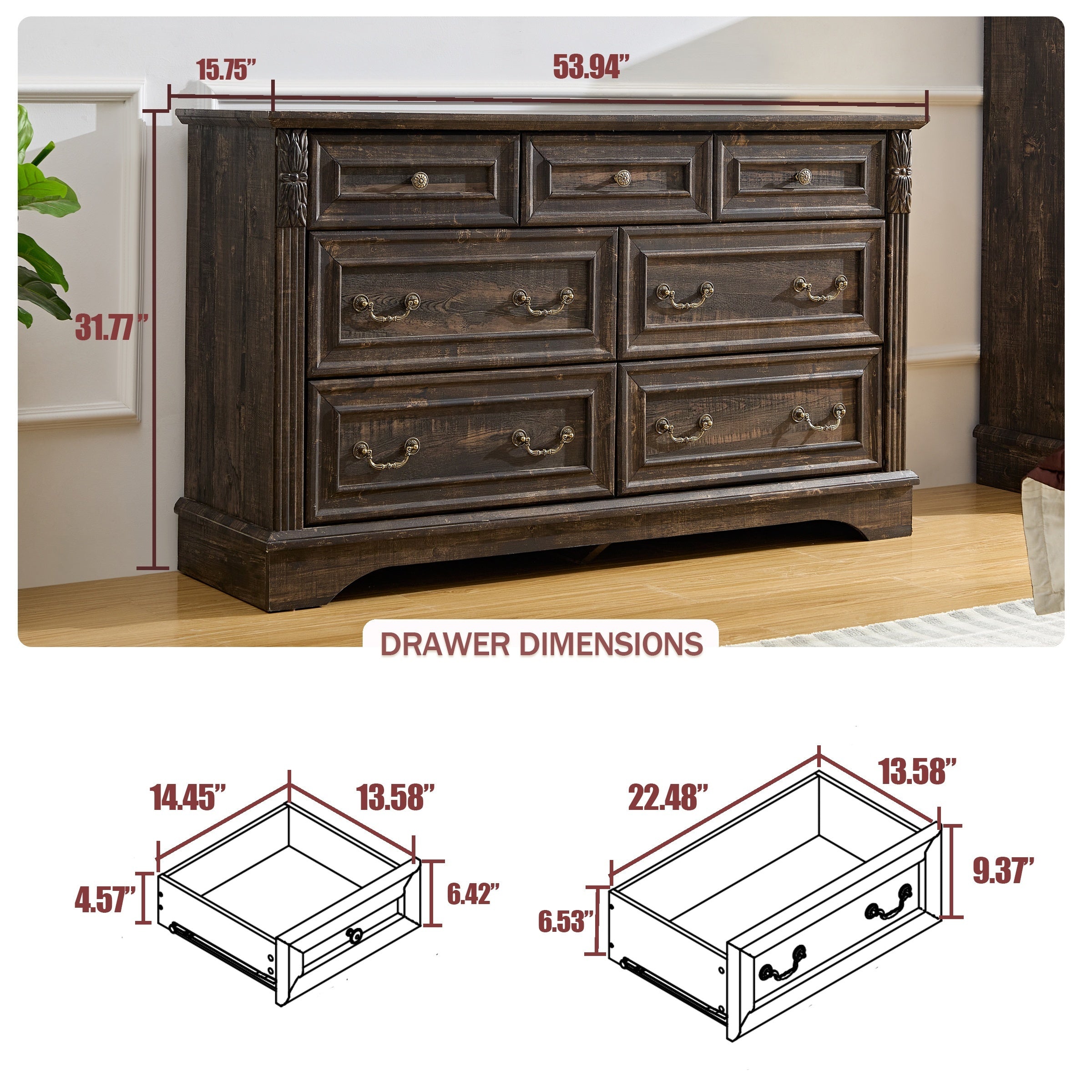 Vintage Drawer Dresser For Bedroom Filing Cabinet With Drawers Dresser With Wooden Carving For Living Room Wooden