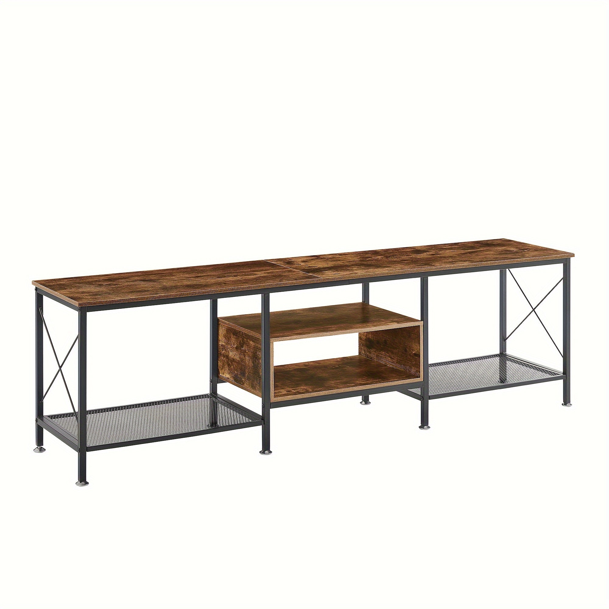 178cm Industrial TV Stand for 203cm Televisions Metal Frame with Open Storage - Brown / 70 inches - TV Stand Westberry