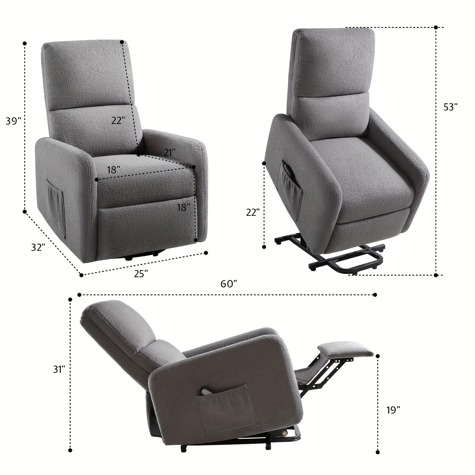 Power Lift Recliner Chairs for Adults, Small Electric Recliners with High Back, Made with Linen