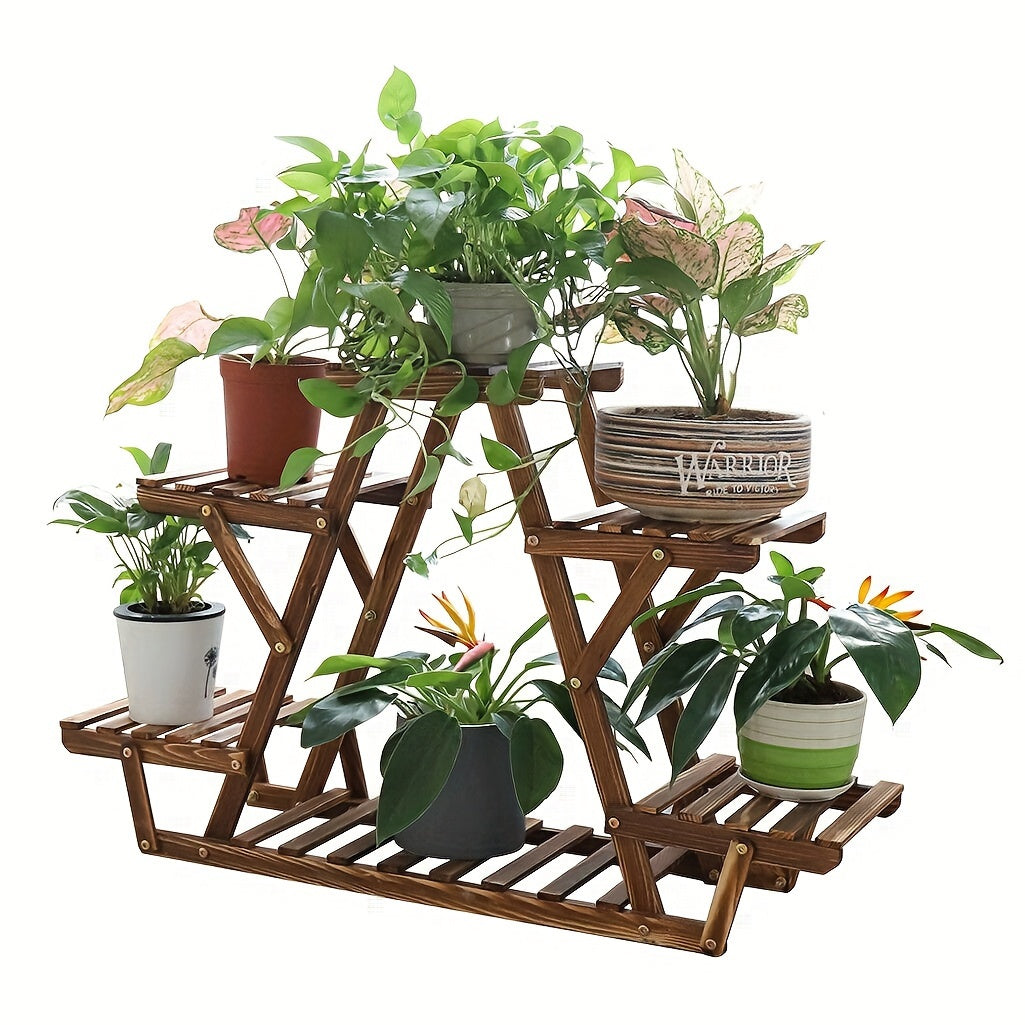 Wood Plant Stand Indoor, 6 Tiered Plant Shelf For Multiple Plants RackTriangle, A Shape Corner Flower Pot Holder For Windowsill Patio Balcony Garden Living Room