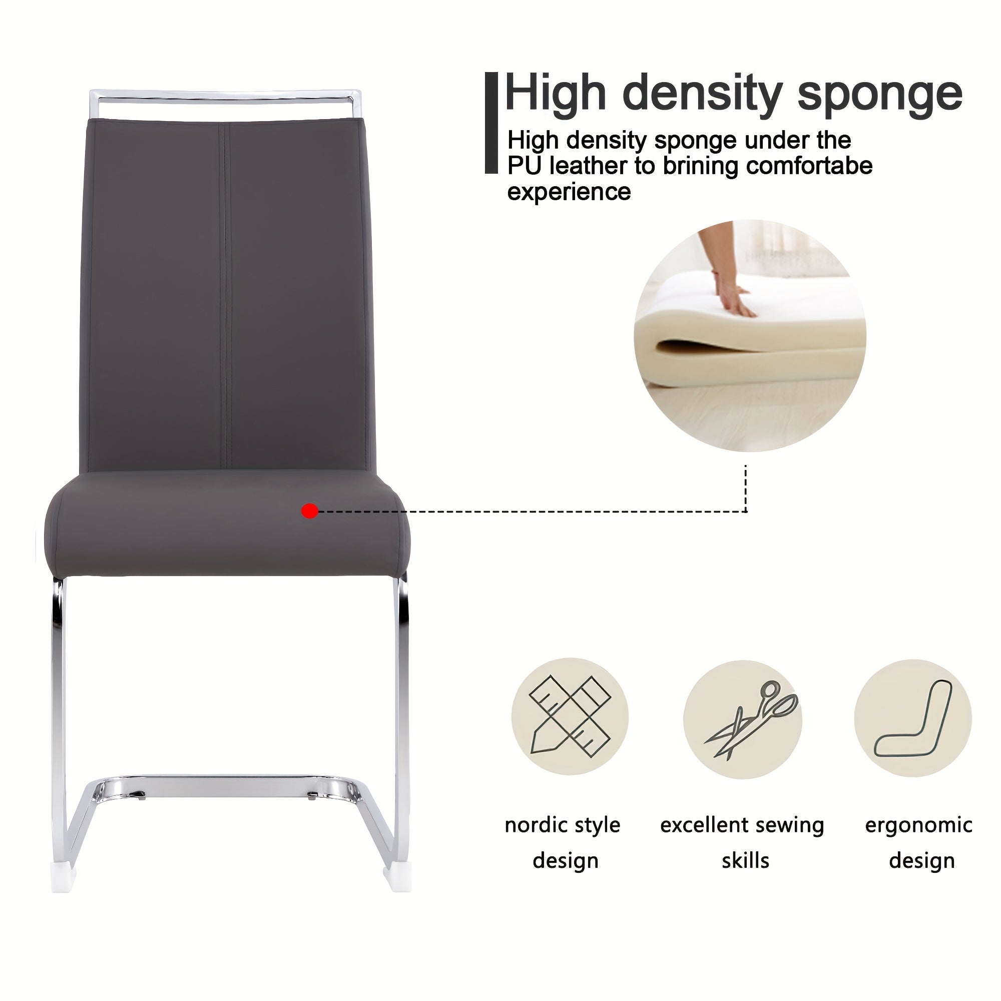 Modern Dining Chairs Set of 4 Side Dining Room Chairs Kitchen Chairs with Faux Leather Padded Seat High Back Chairs