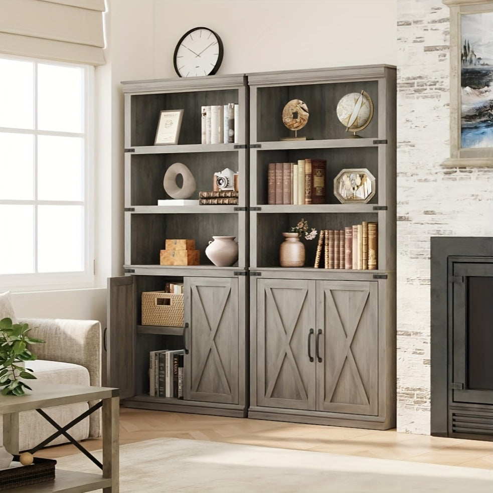 5 Tier Bookshelf With Storage Farmhouse Bookcases With Doors 712.9’’D X 31.5’’W X 68.7’’H Bookshelf And Bookcase