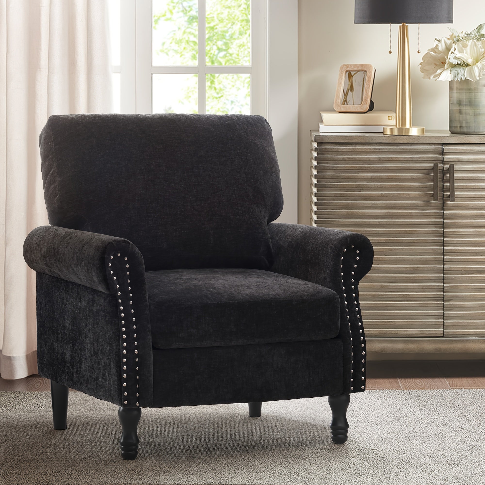 Chic Beige Accent Armchair with Gourd Legs - Sturdy Metal & Chenille, Comfortable Sponge Seat, Ideal for Living Room or Office