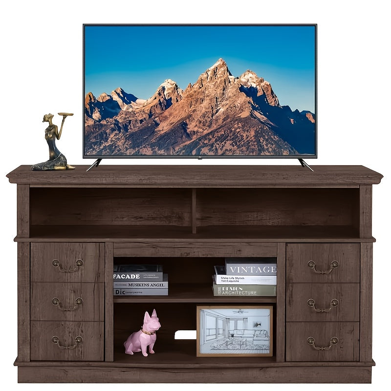 Farmhouse TV Stand For 60 Inch TV, Entertainment Center With Storage, Modern Media TV Console TV Stands For Living Room Bedroom (Coffee)