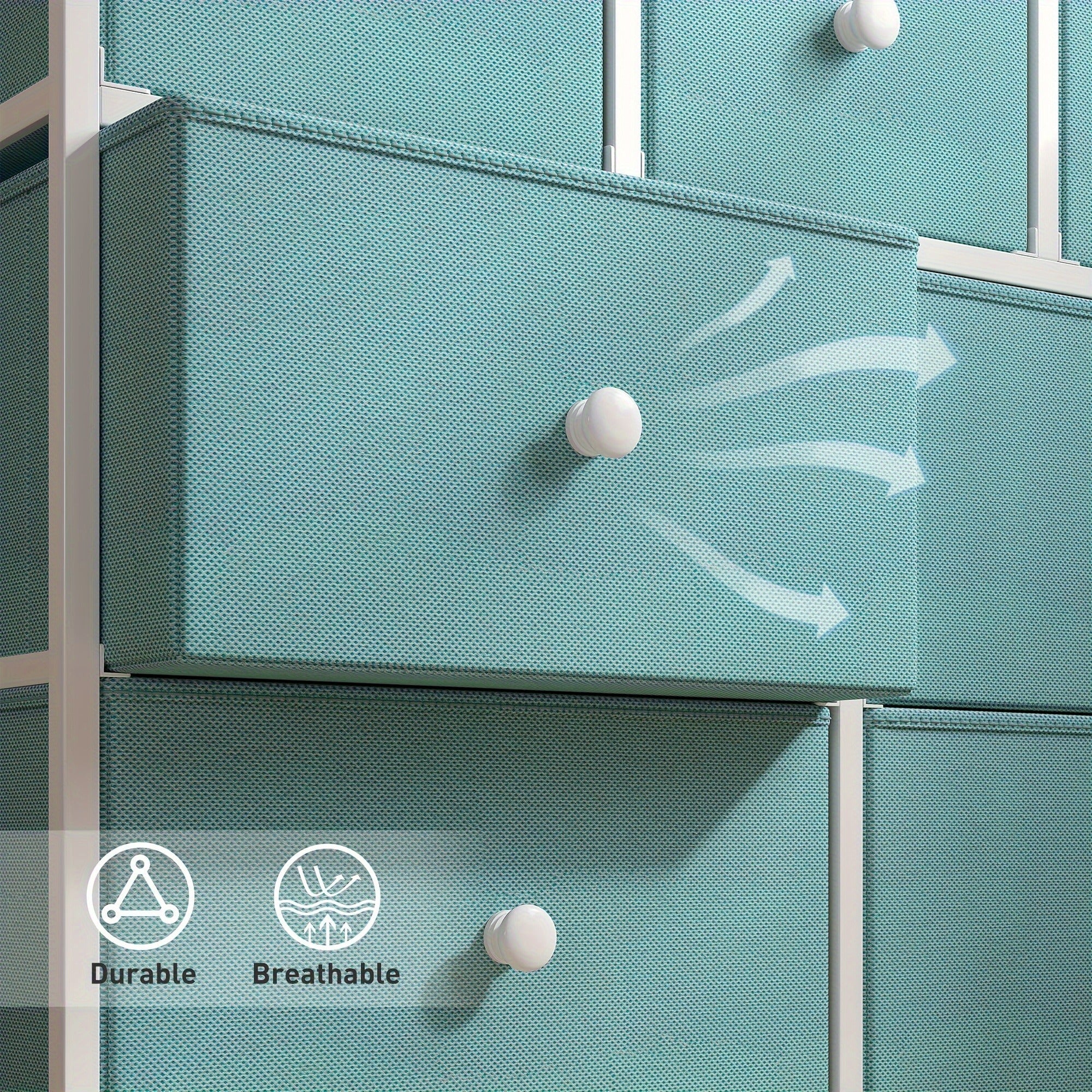 Dresser For Bedroom With 7 Drawers And 2 Shelves TV Stand Dresser With Wooden Top And Metal Frame Tall Dressers & Chest