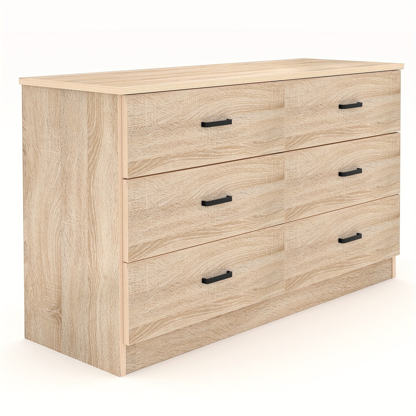 Wood Dresser For Bedroom 6 Drawer Dresser With Metal Handles Light Oak Dresser - Wood Color - Dresser Westberry