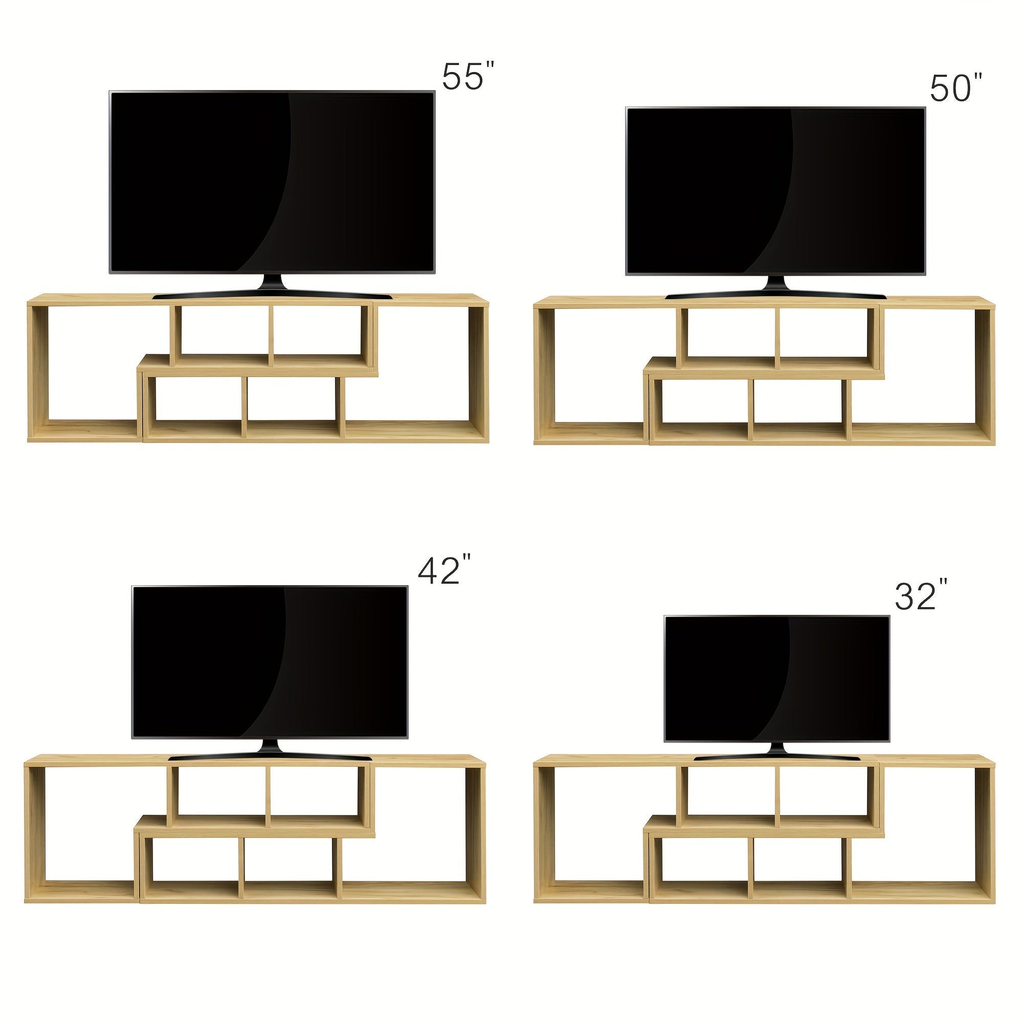 2 Pieces Console TV Stand for 50 55 60 65 70 80 85 inch TV, TV Table Modern Entertainment Center Media Stand, Storage Bookcase Shelf for Living Room Hallway Entrance