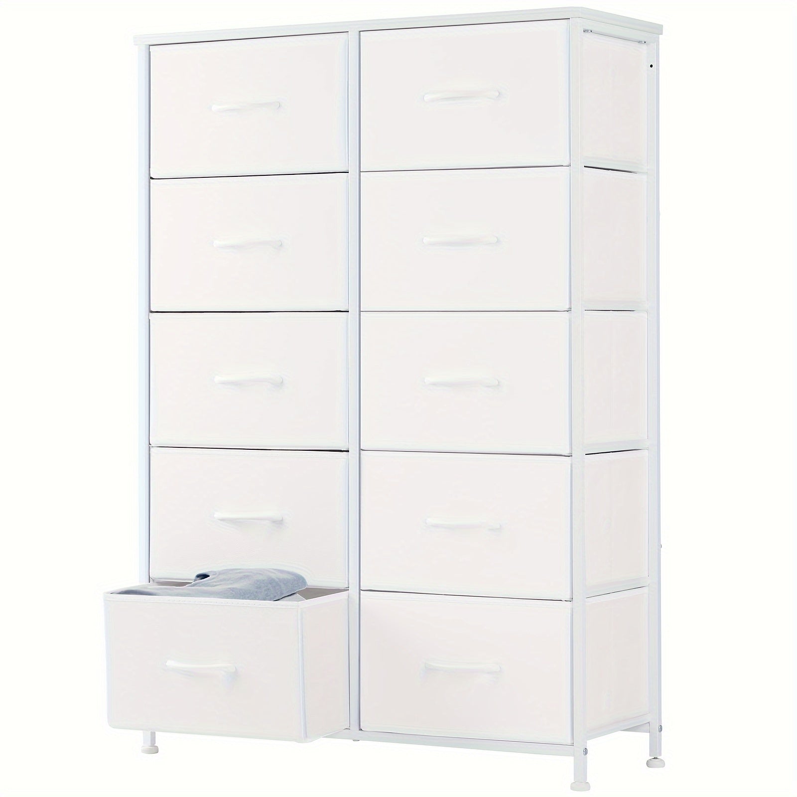 Dresser For Bedroom 10 Drawers Storage Chest Of Drawers With Fabric Bins Tall Dresser With Sturdy Steel Frame Clothes