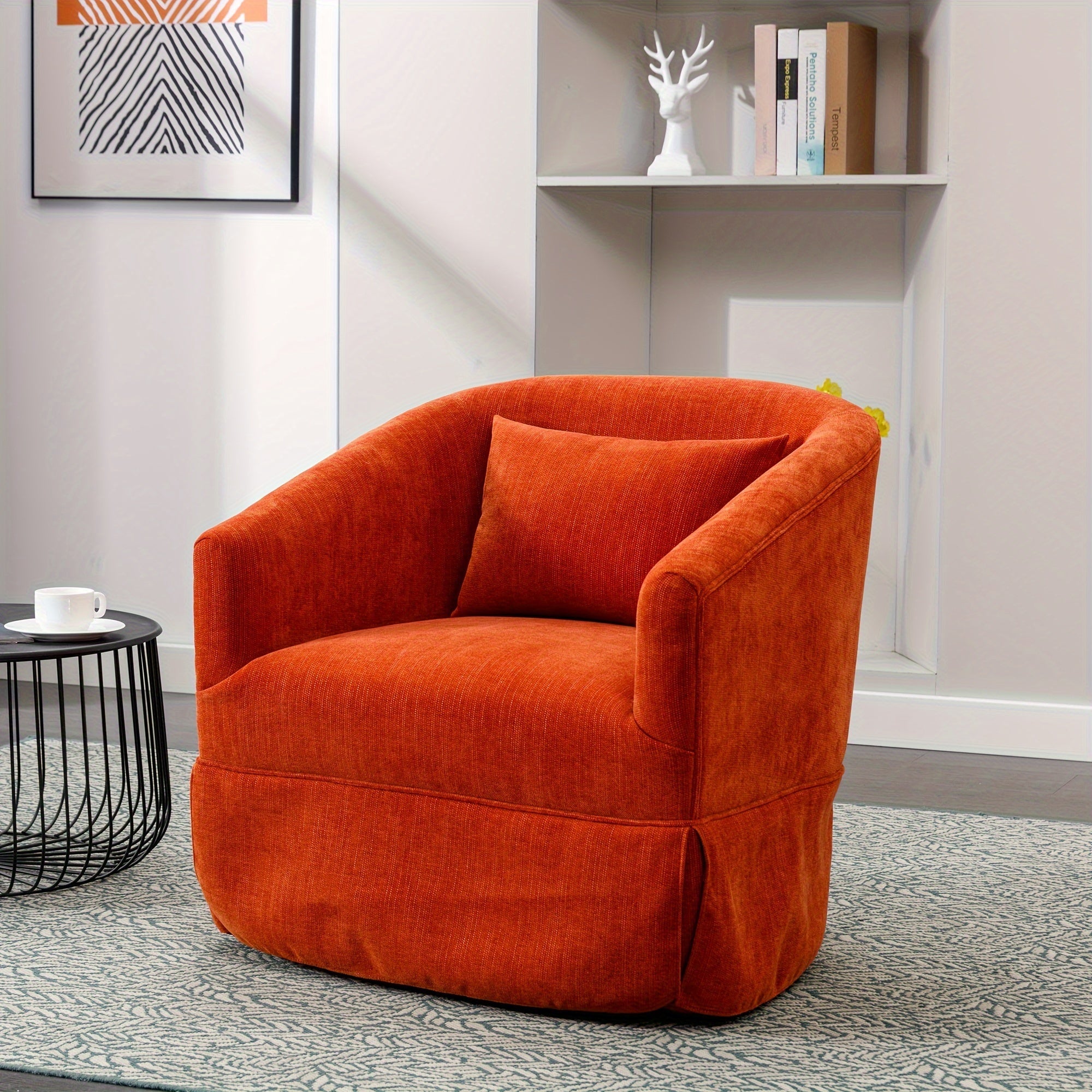 360-degree Swivel Accent Armchair Linen Blend FRUIT GREEN