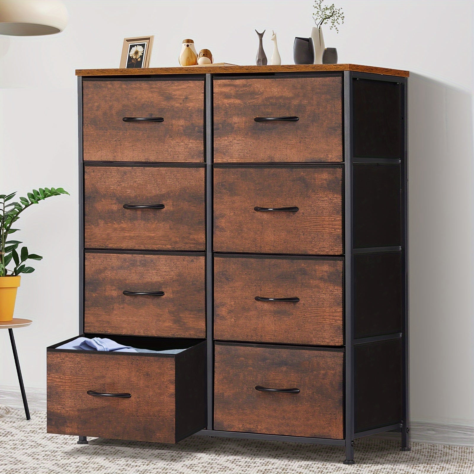 Dresser For Bedroom Storage Cabinet Fabric Closet Organizer With 8 Drawers Dresser With Metal Frame And Wood Tabletop