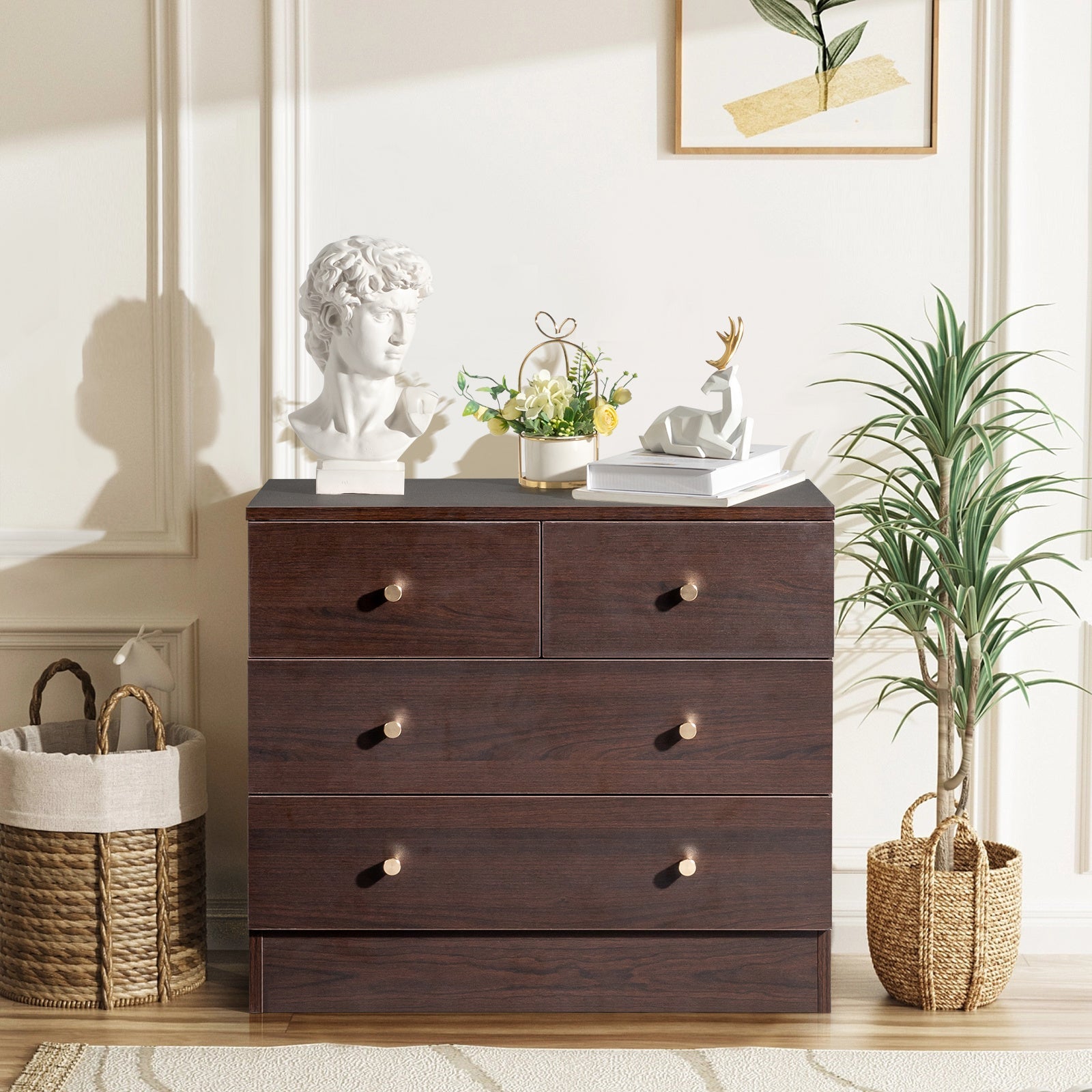 4/ 5/ 6/ 7 Drawer Wood Dresser for Bedroom Chest of Drawers Storage Organization Unit for Clothing Brown - Dresser