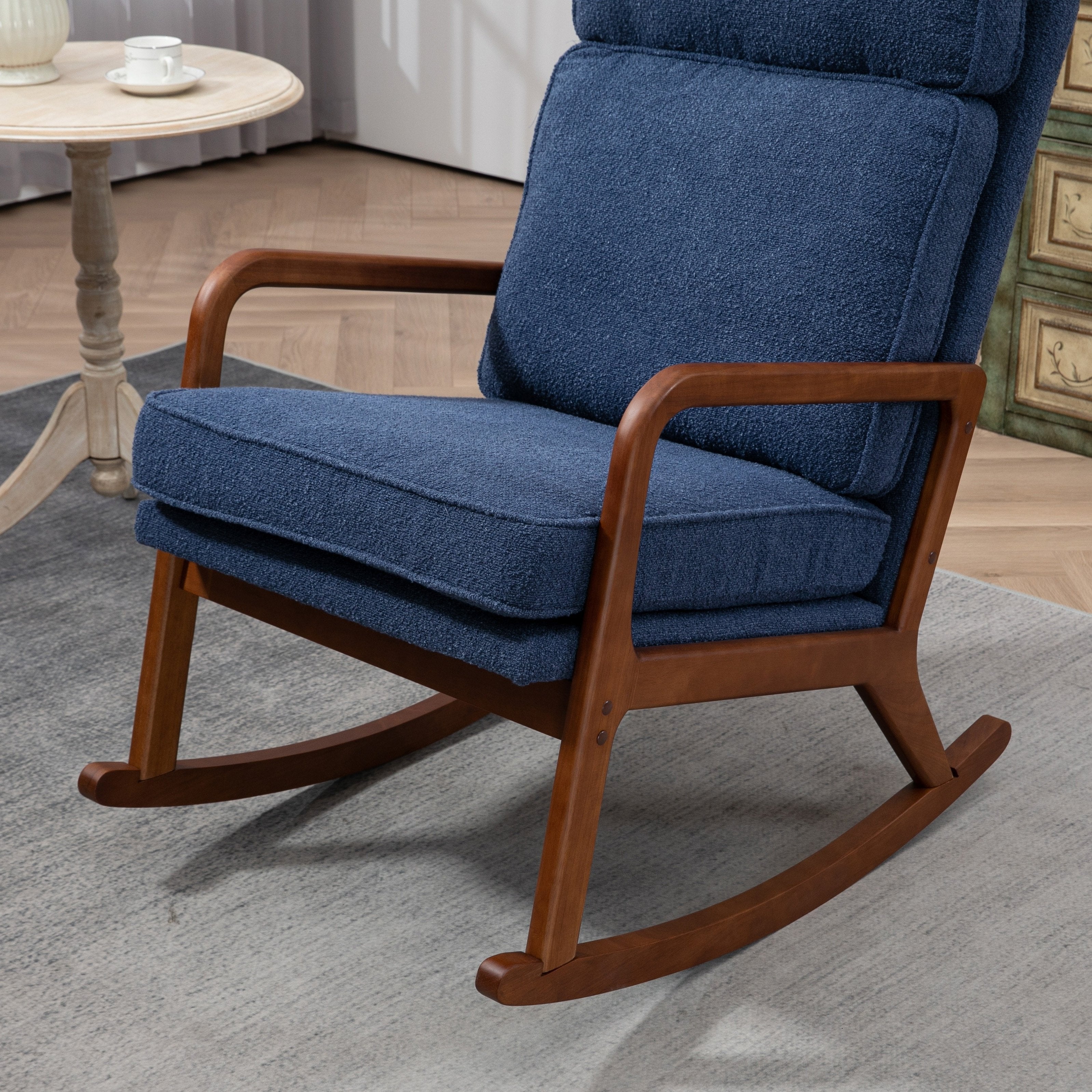 Rocking Accent Chair Modern Living Room Armchair, High-Back Nursery Lounger