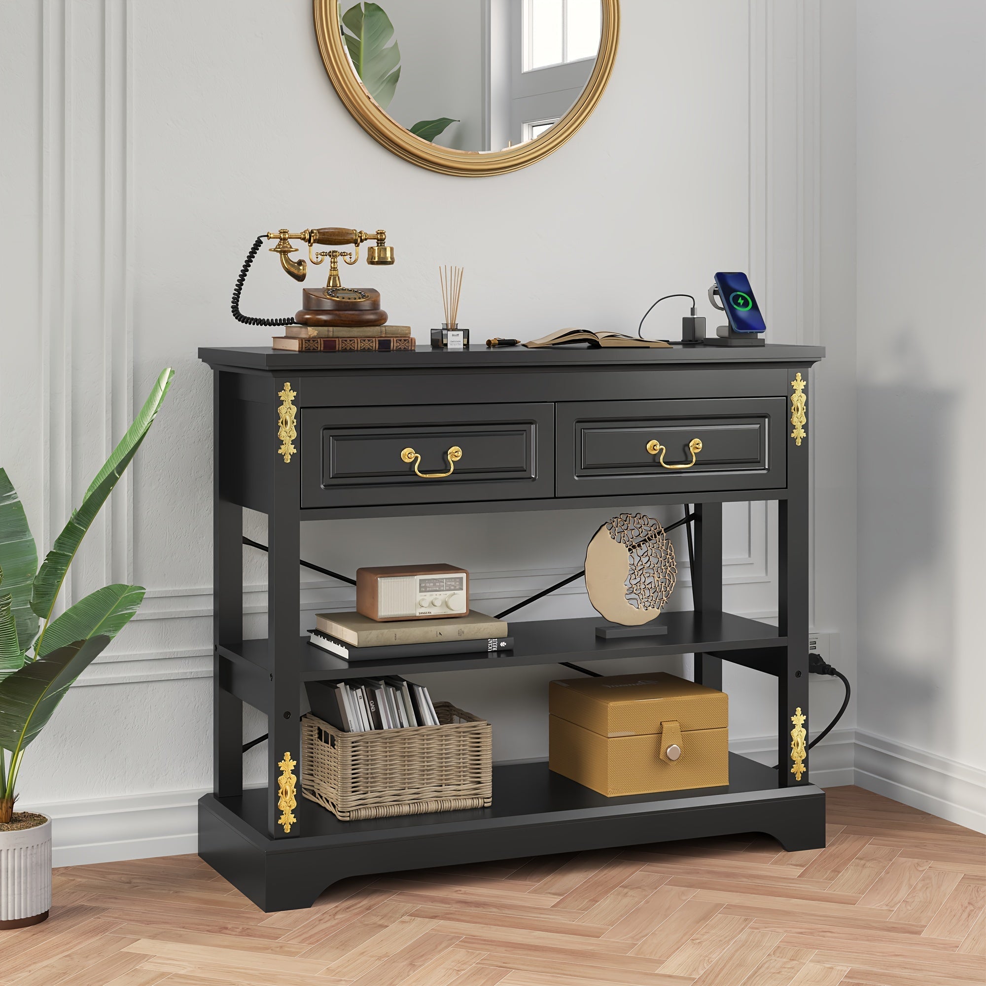 Console Table, Two Drawers With Console Table