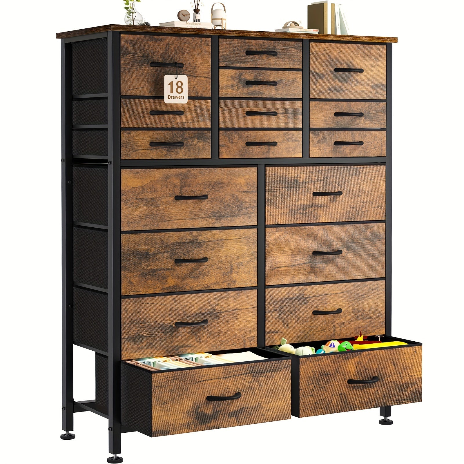 18 Drawers Dresser Tall Dresser For Bedroom With Fabric Drawers Closet Hallway Storage Dresser Organizer Unit Large