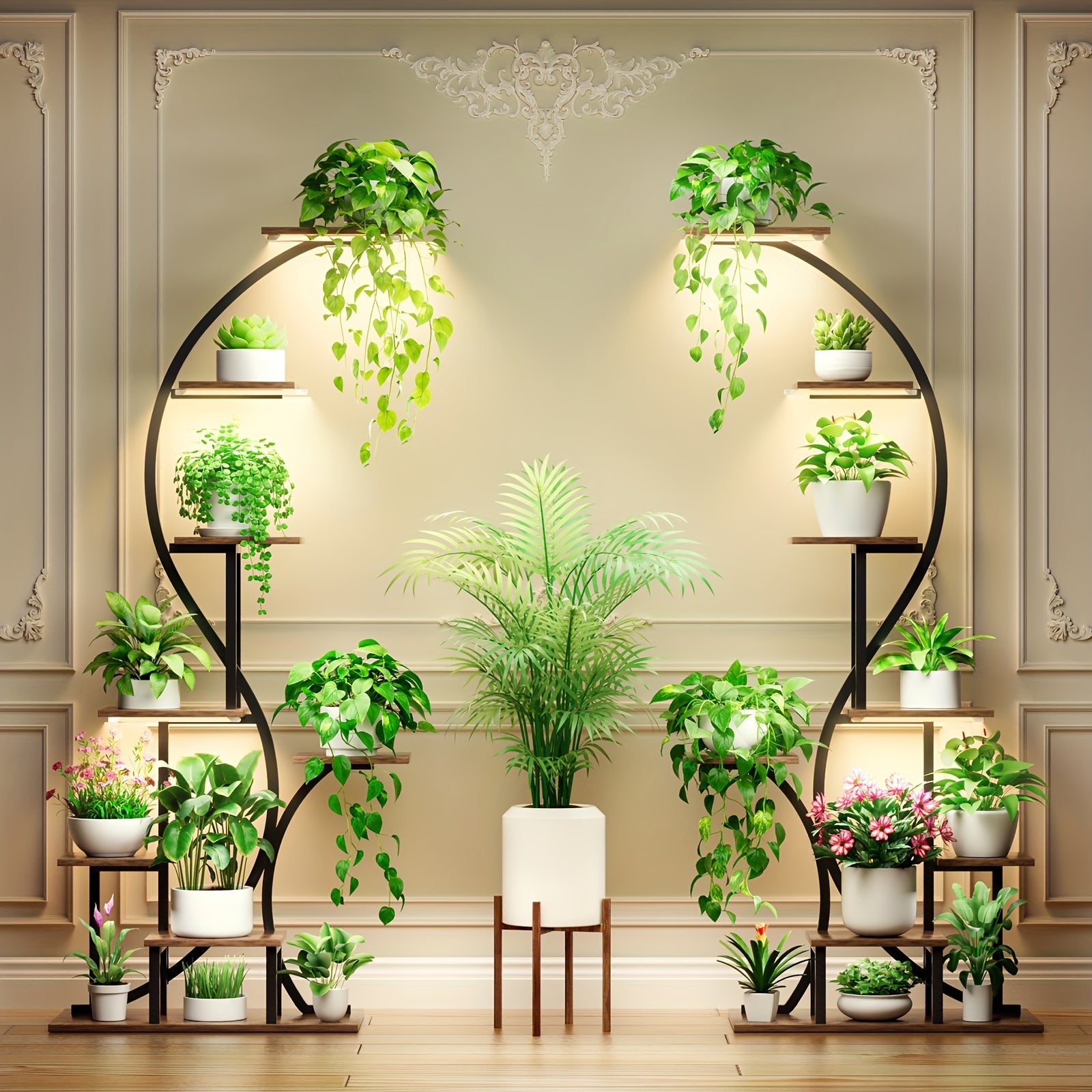 Plant Stand Indoor With Grow Light, 8 Tiered Metal Plant Shelf Indoor, 65'' Tall Plant Stands For Indoor Plants Multiple, Flower Stands For Indoor Plants Living Room, Patio, Balcony