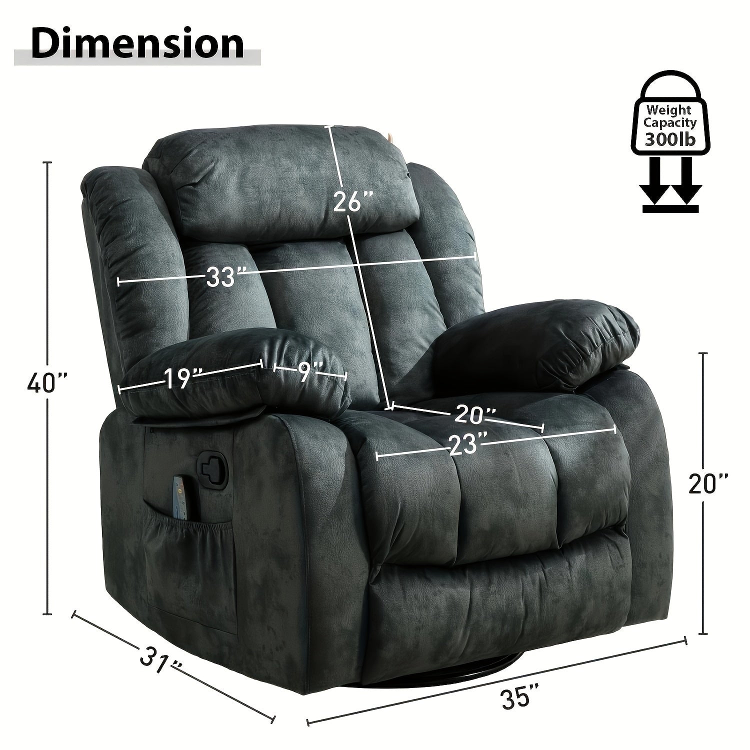 Modern Single Sofa Chair With 360 Degree Swivel Manual Lift Recliner, Use Living Room, Dining Room Leisure Chair