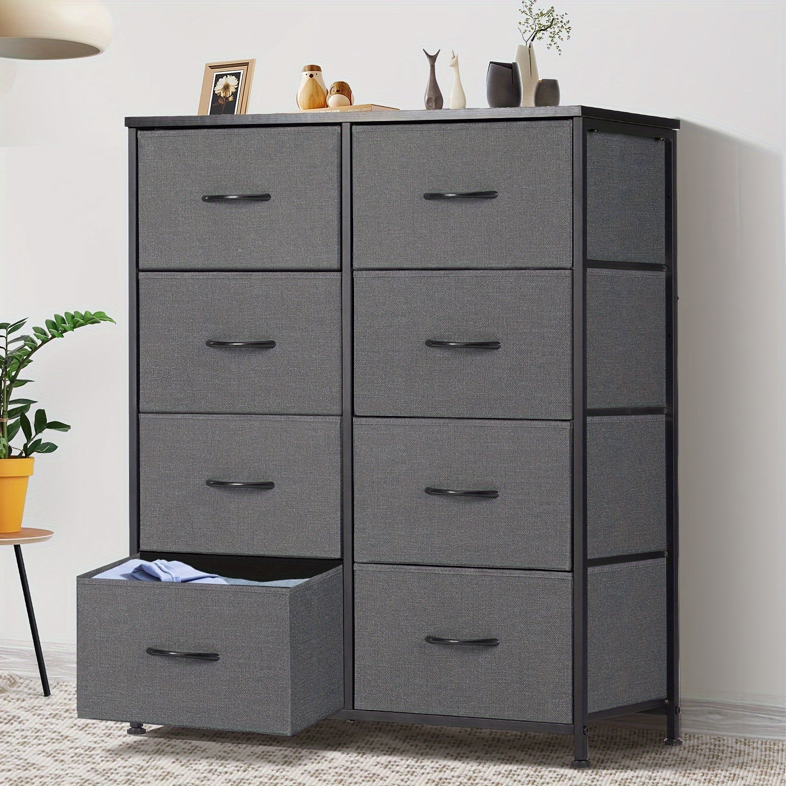 Dresser For Bedroom Storage Cabinet Fabric Closet Organizer With 8 Drawers Dresser With Metal Frame And Wood Tabletop