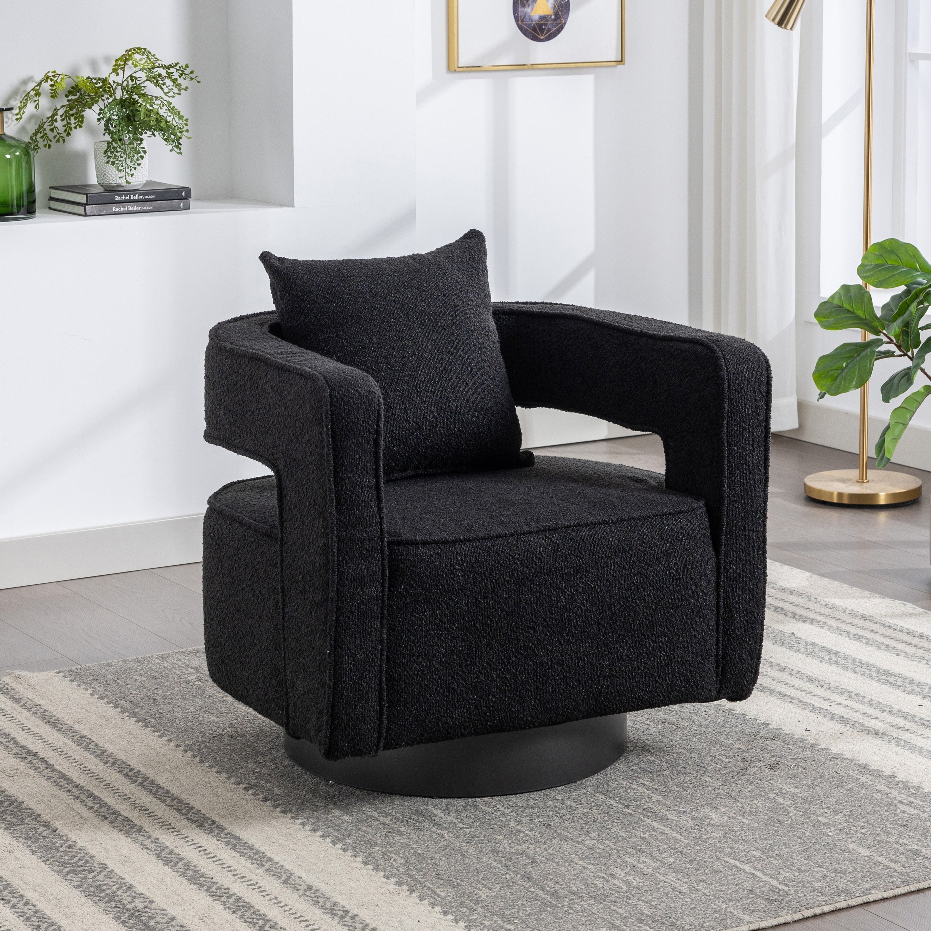 Swivel Accent Chairs Modern Comfy Sofa Chair With Black Base, Single Armchair For Nursery Bedroom Living Room