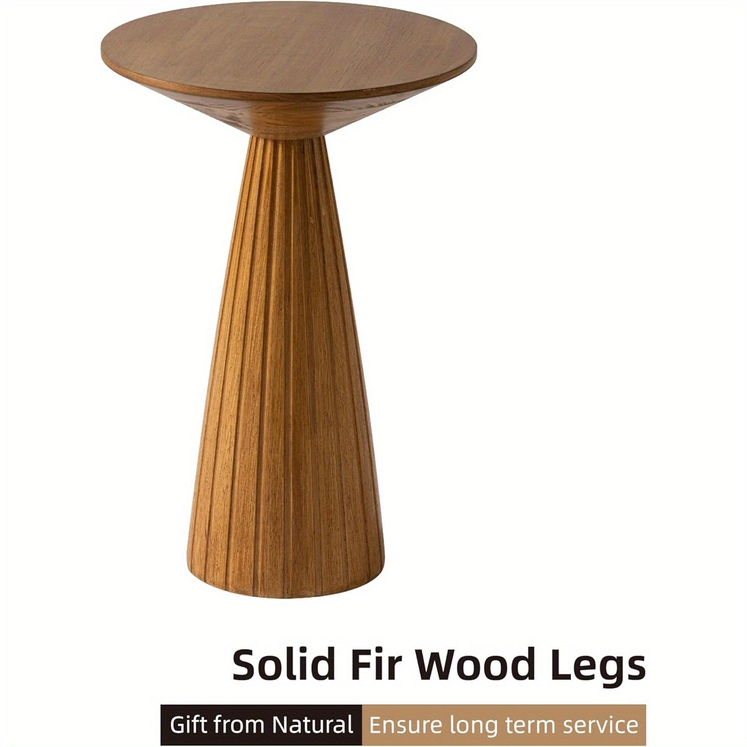 Space-Saving Walnut Round Pedestal End Table - Textured Finish, Tapered Base, Easy One-Step Assembly - Ideal for Small Spaces in Living Room or Bedroom, Table for Living Room