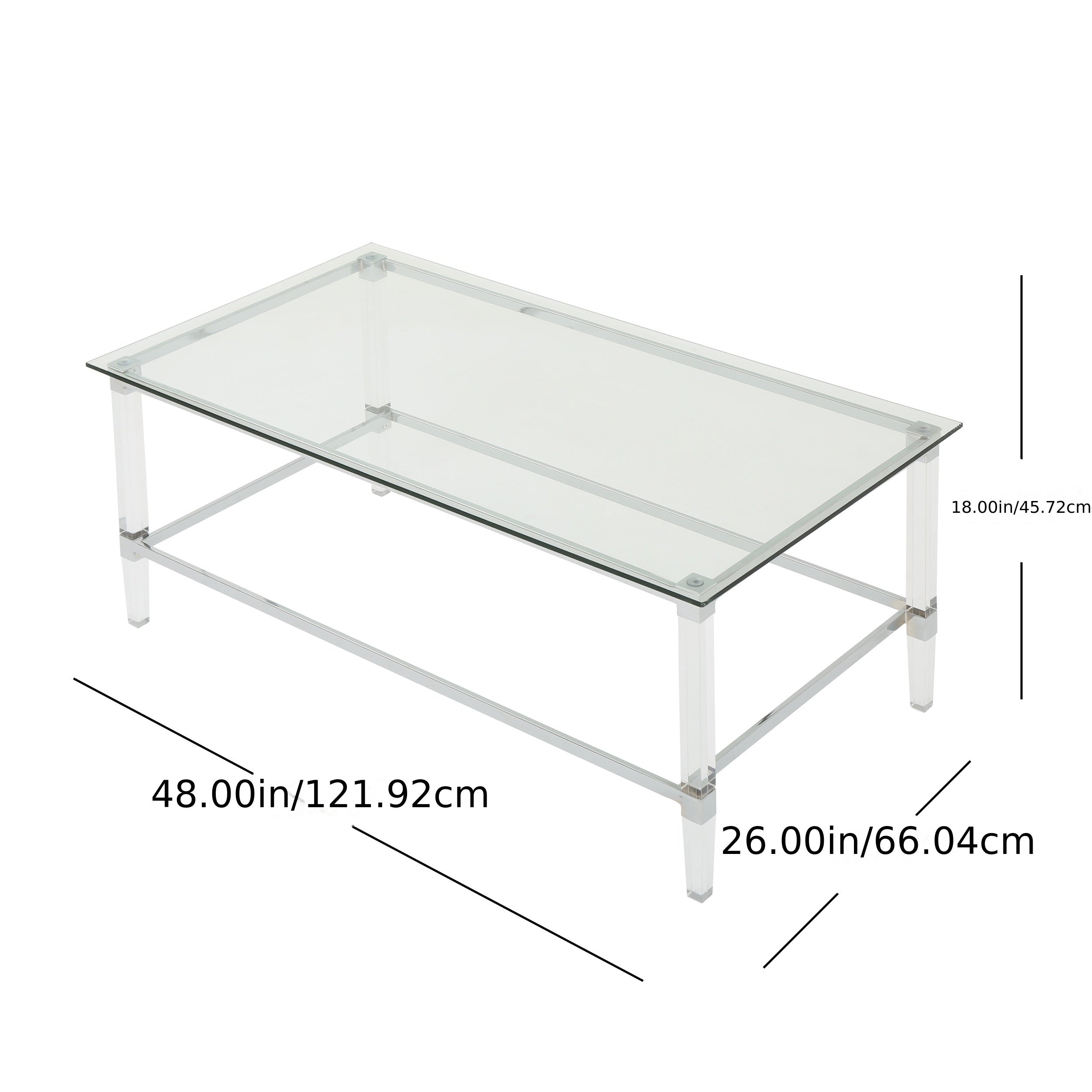 A New Featured Coffee Table, Round Side Table, Square Sofa Side Table, Acrylic Coffee Table, Translucent Coffee Table, Tempered Glass, Metal, Free Space