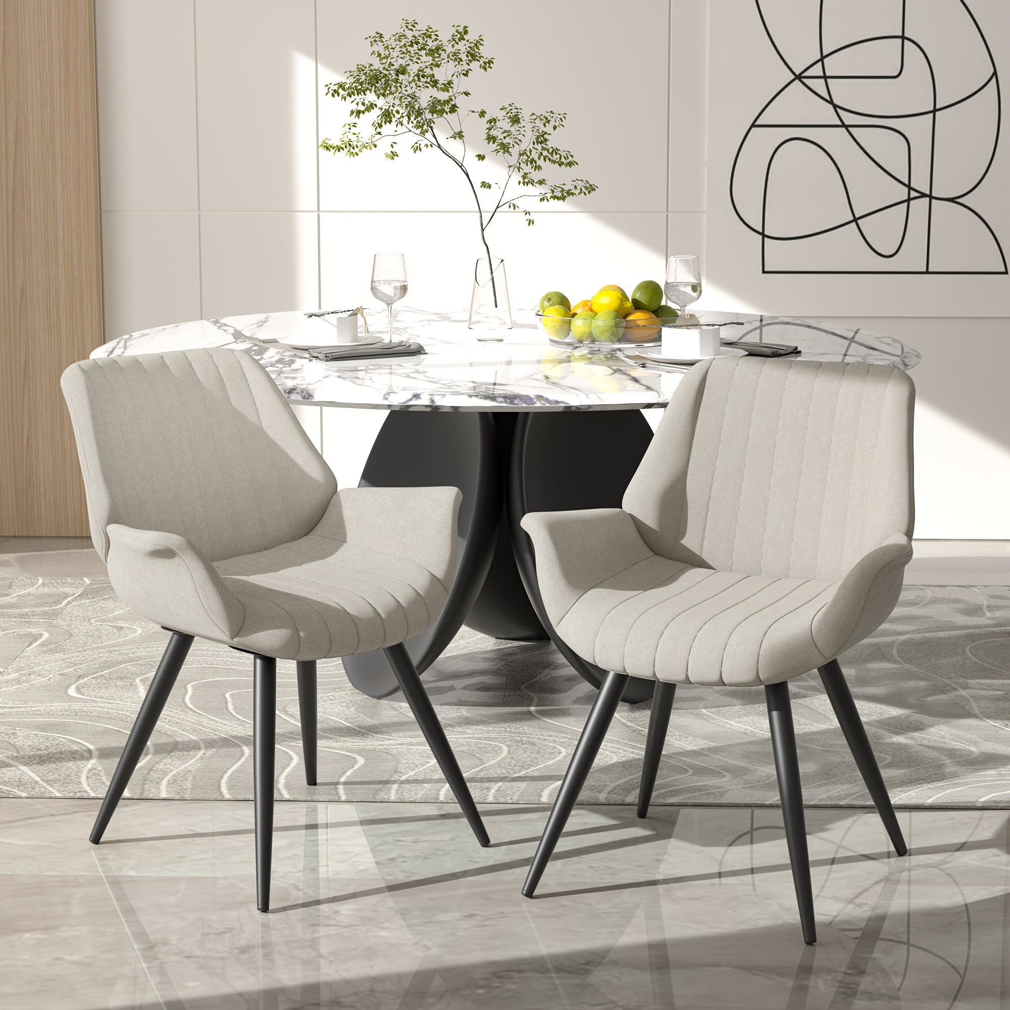 Faux Leather Dining Chairs with Metal Legs - Tear-Resistant, Easy Clean, Solid Back Design for Kitchen & Dining Room