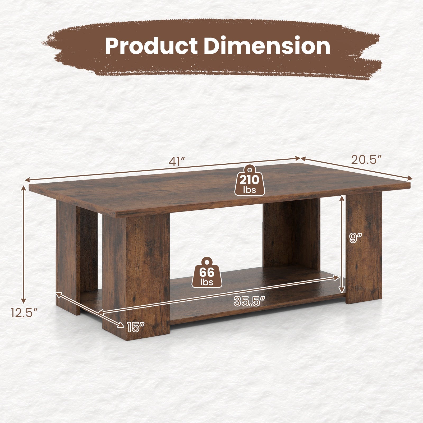 Coffee Table 2-Tier Modern Center Cocktail Table W/Storage Shelf for Living Room - Coffee Tables Westberry Furniture