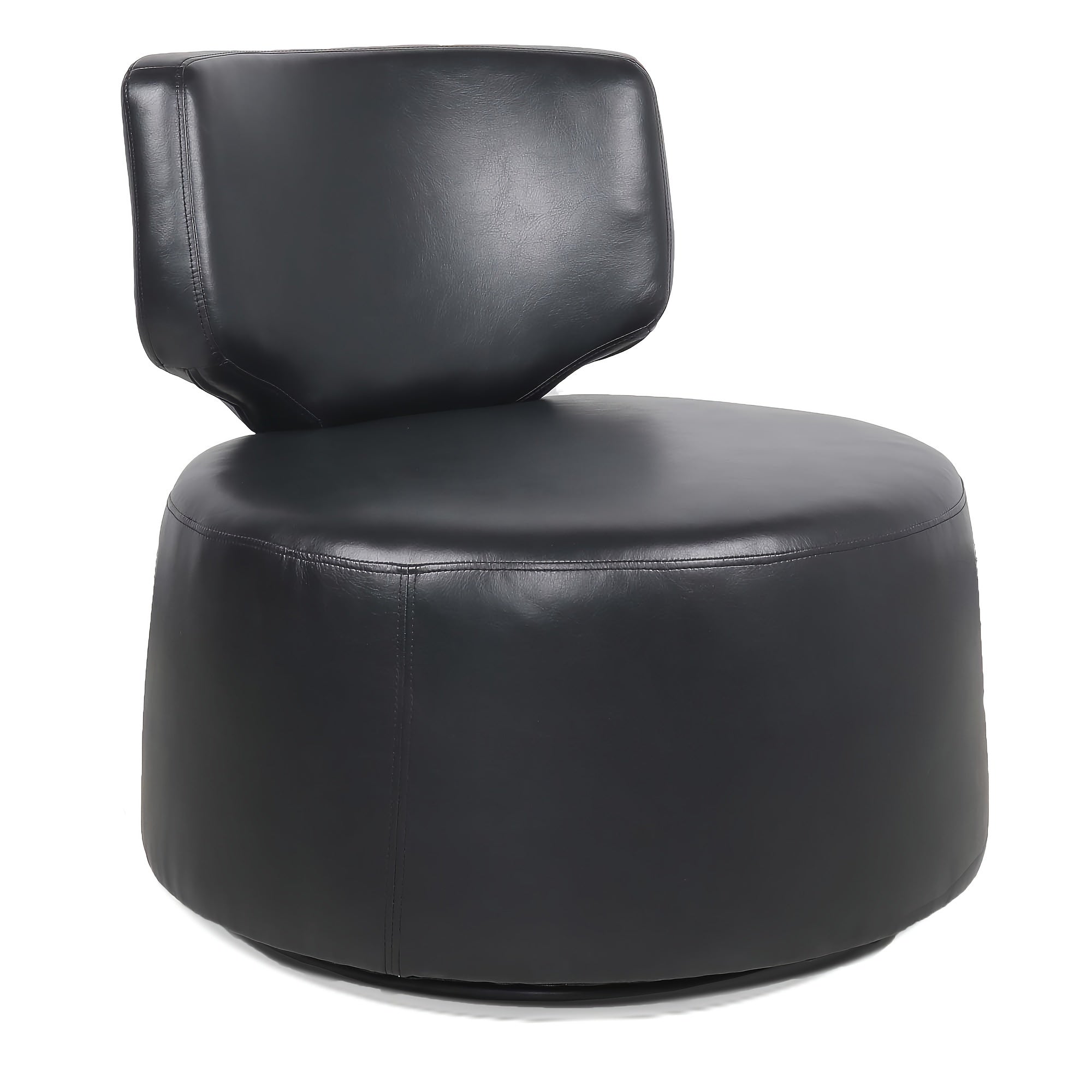 Accent Swivel Chairs, PU Leather Round 360° Swivel Chair for Living Room, Single Sofa Chair for Living Room Bedroom Dining Room, Black