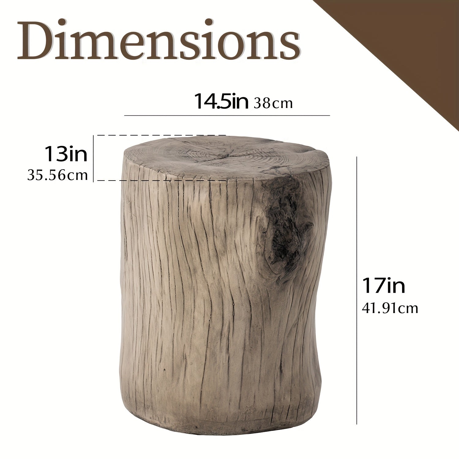 14" Stump Side Table, Concrete Side Table Coffee Table Log Table, Light Grey Stool Prop Plant Stand Holder For Garden Household Living Room, Christmas Holiday Decorations Side Table