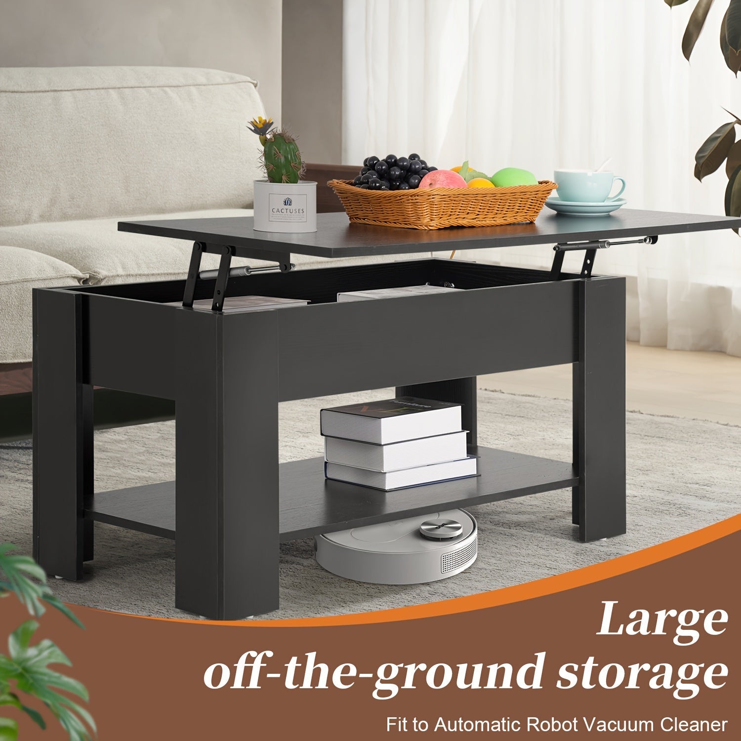 Lift Top Coffee Table With Storage Shelf Wooden Lift Tabletop For Home Living Room Reception Room Office