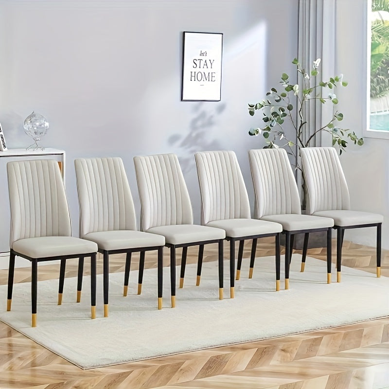 Set of 6 Elegant Modern Dining Chairs - White Faux Leather Upholstery with Chrome Legs, High Back for Ultimate Comfort, Waterproof & Easy to Clean, Perfect for Kitchen, Living Room, Office - Stylish Contemporary Design, Dinin